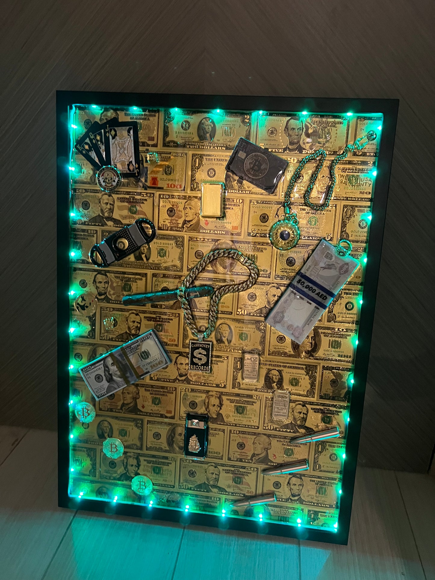 Dollar art black Big Frame with LED