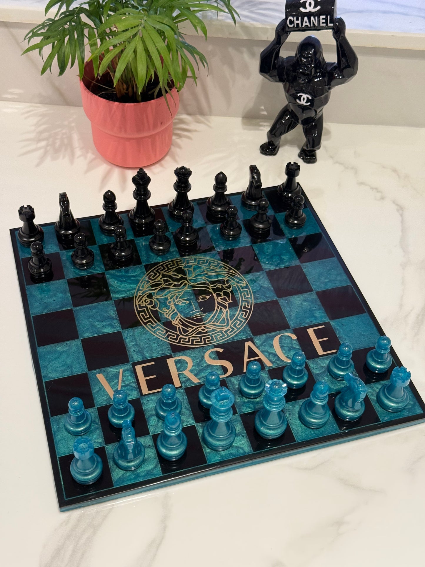 Chess Board Set Versace Game green and black