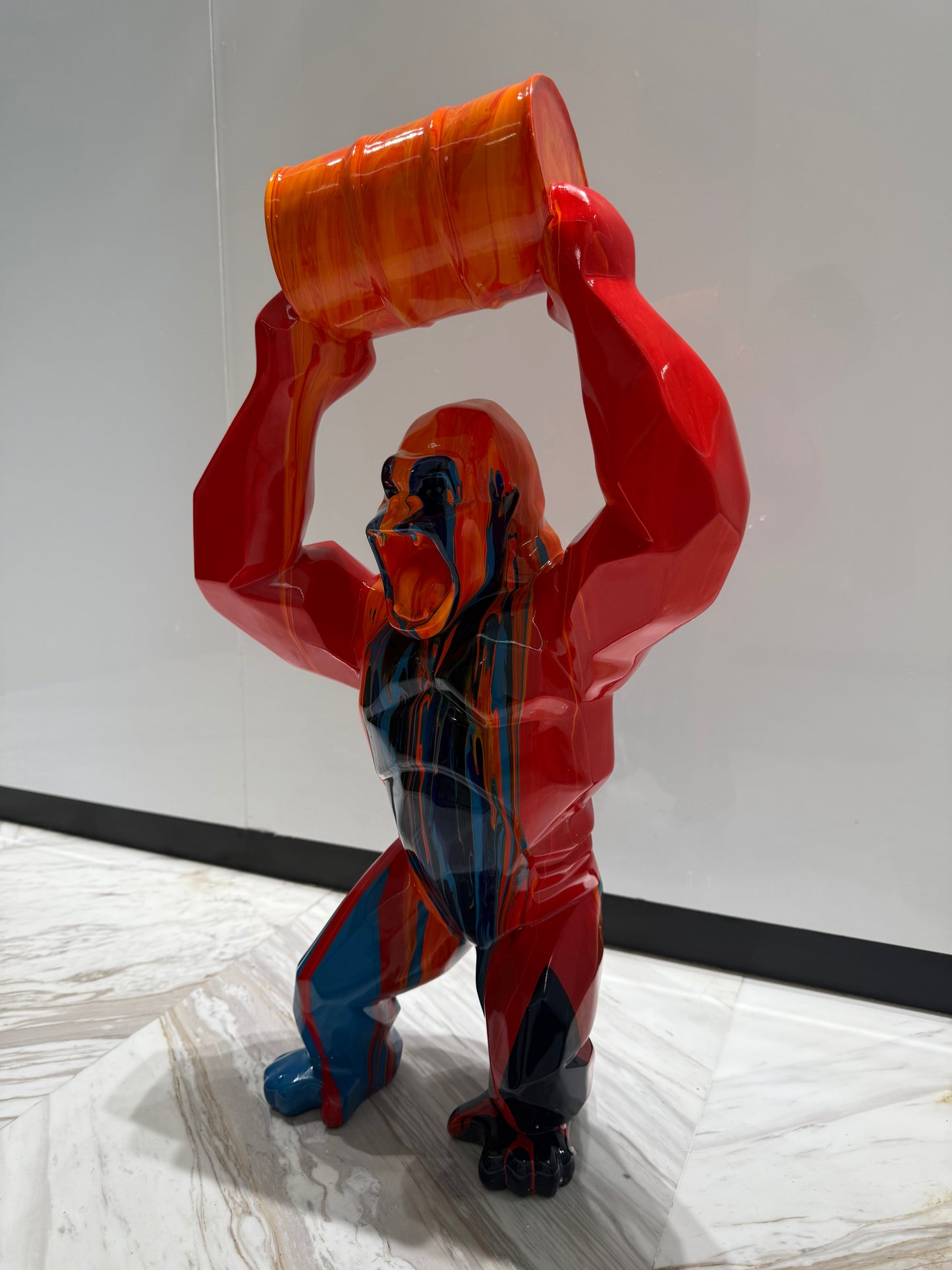 Red Gorilla Sculpture colorful