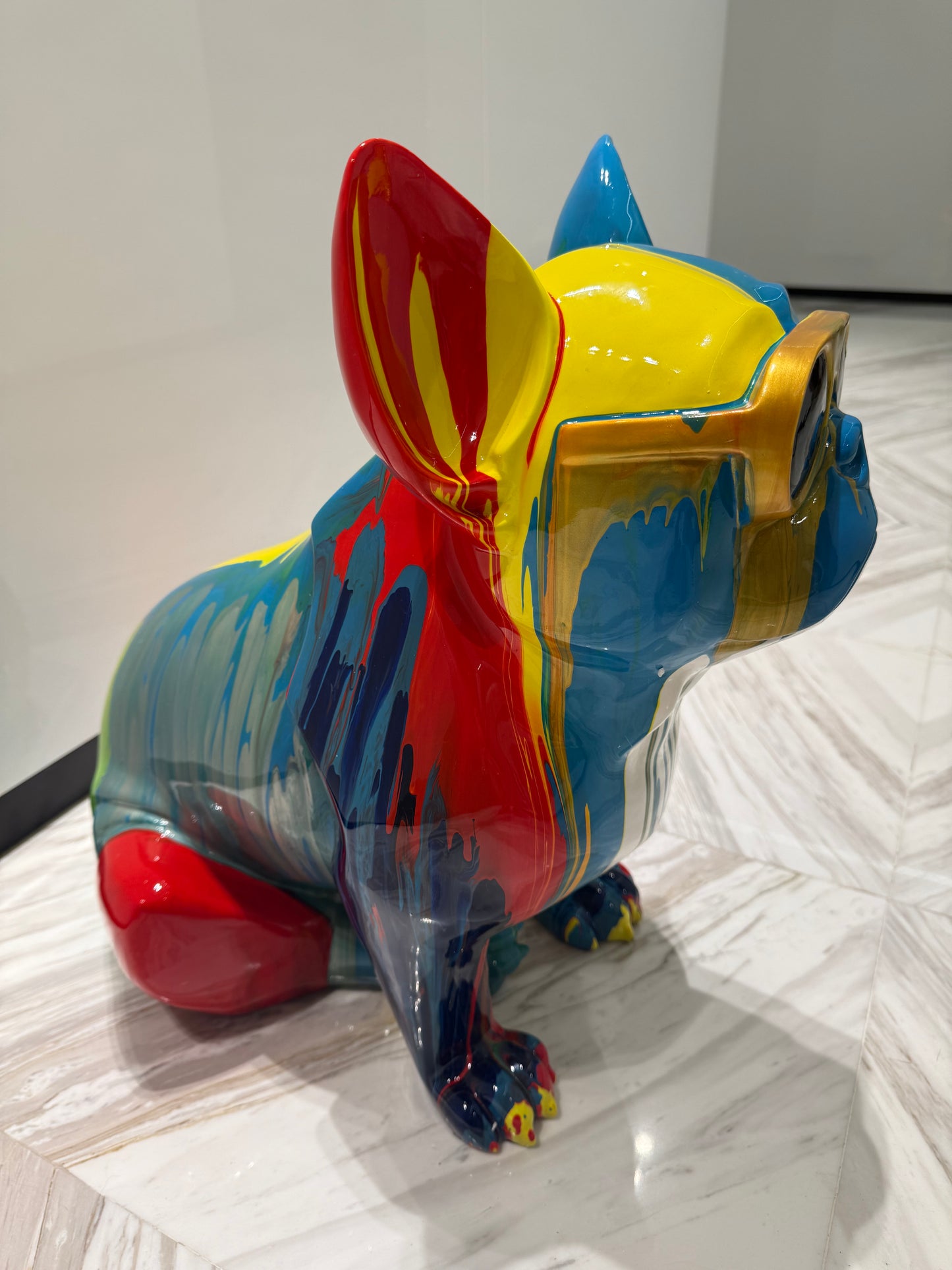 Colorful Dog Sculpture with sunglasses