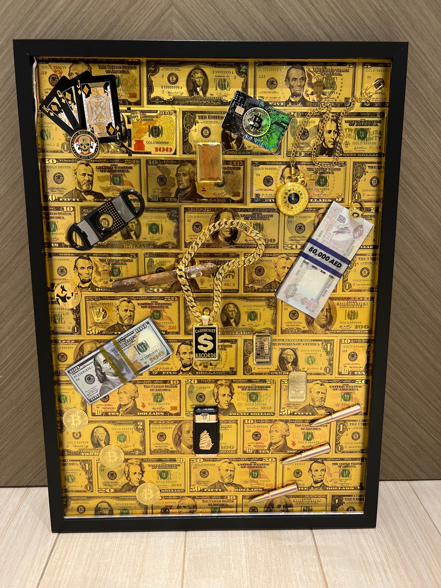 Dollar art black Big Frame with LED