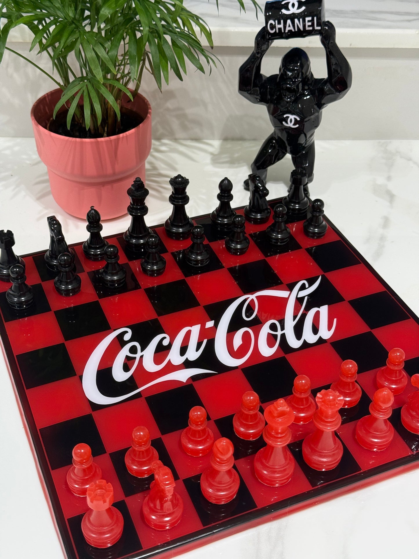 Chess Board Set Coca Cola Game red and black