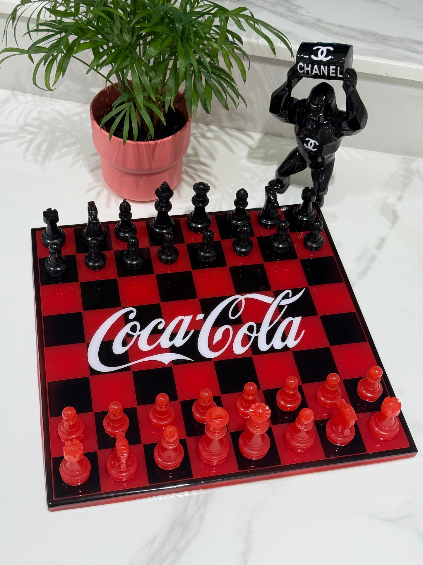 Chess Board Set Coca Cola Game red and black