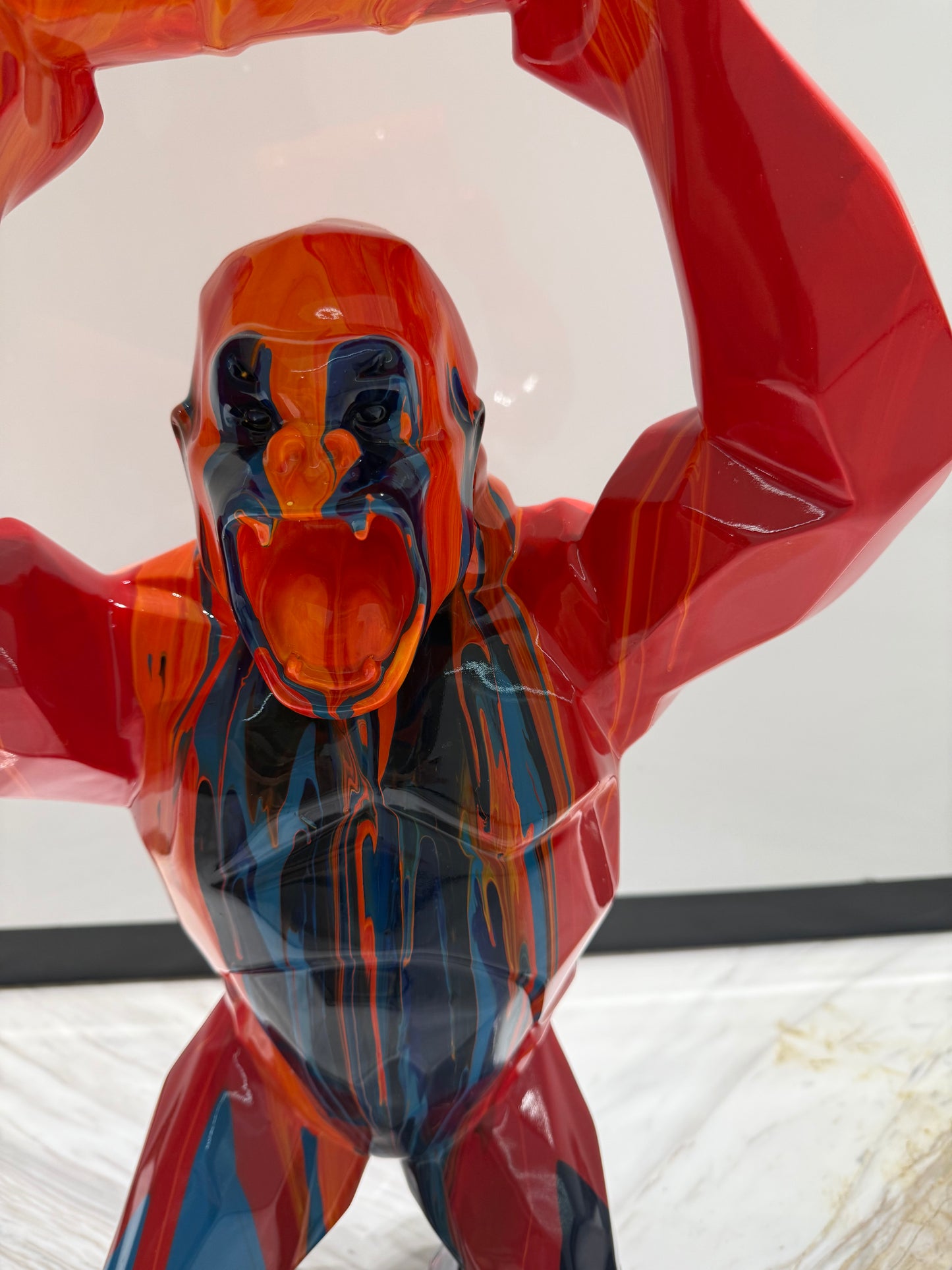 Red Gorilla Sculpture colorful