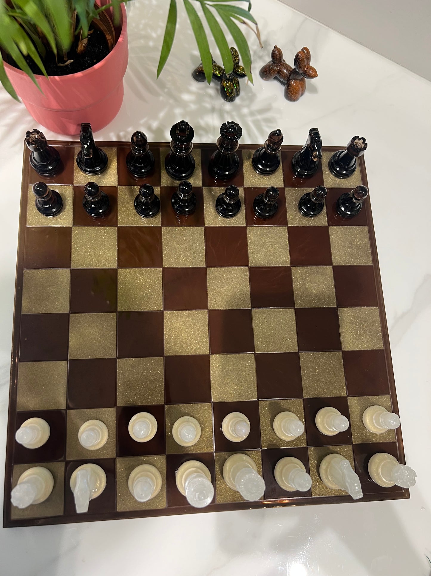 Chess Board Set Game Coffee brown and vanilla