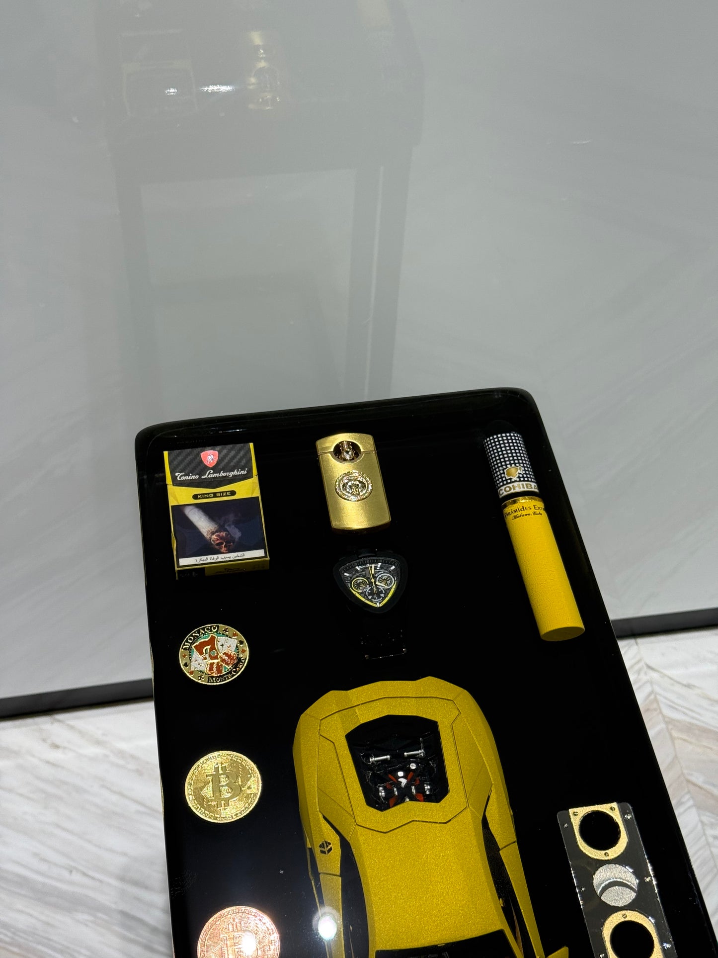 Lamborghini yellow Square Side Table