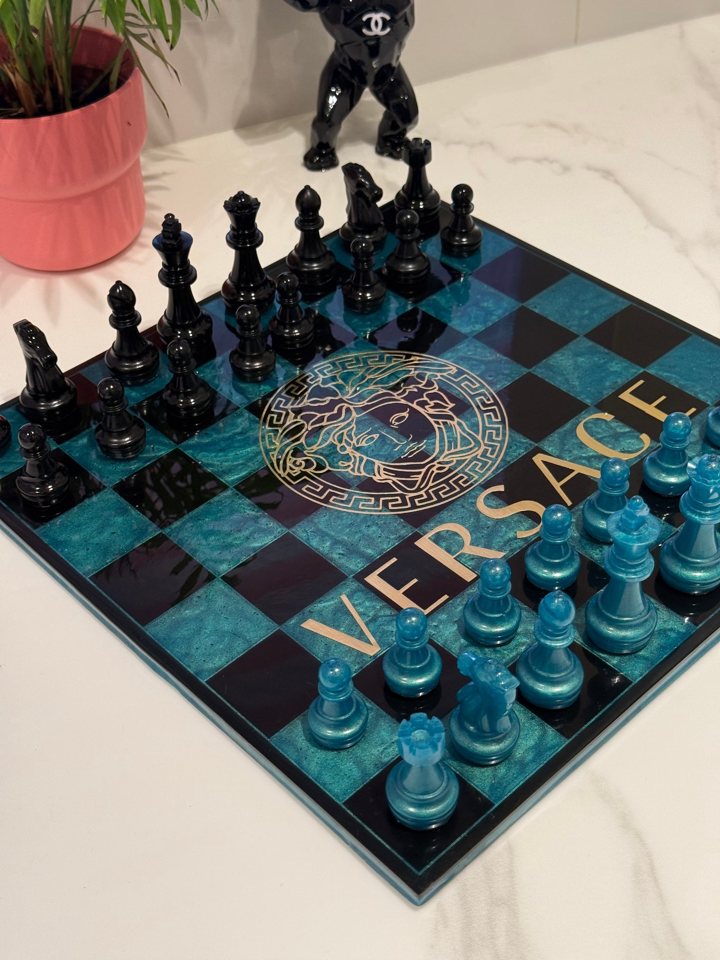 Chess Board Set Versace Game green and black