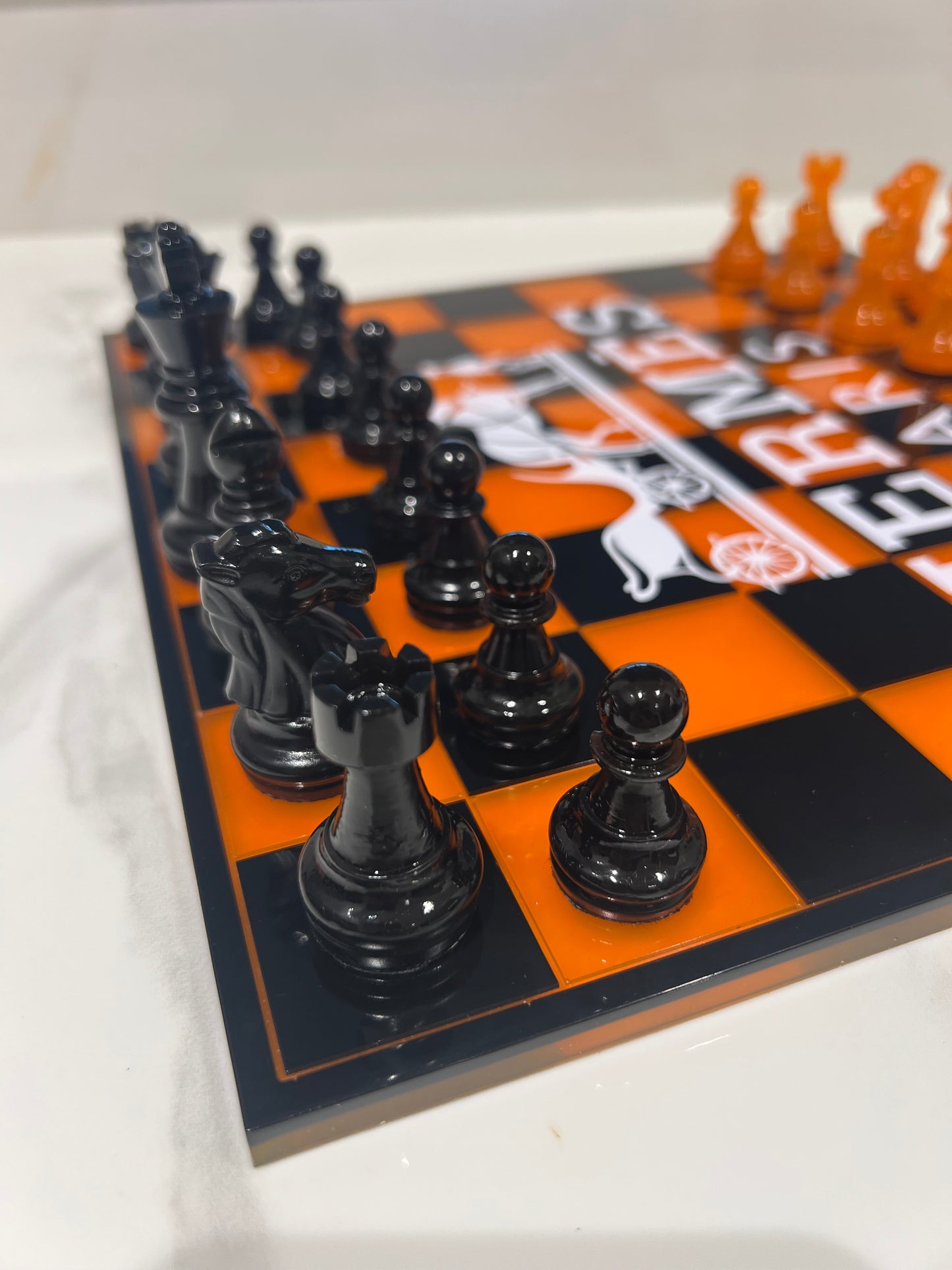 Chess Board Set Hermes Game Orange and black