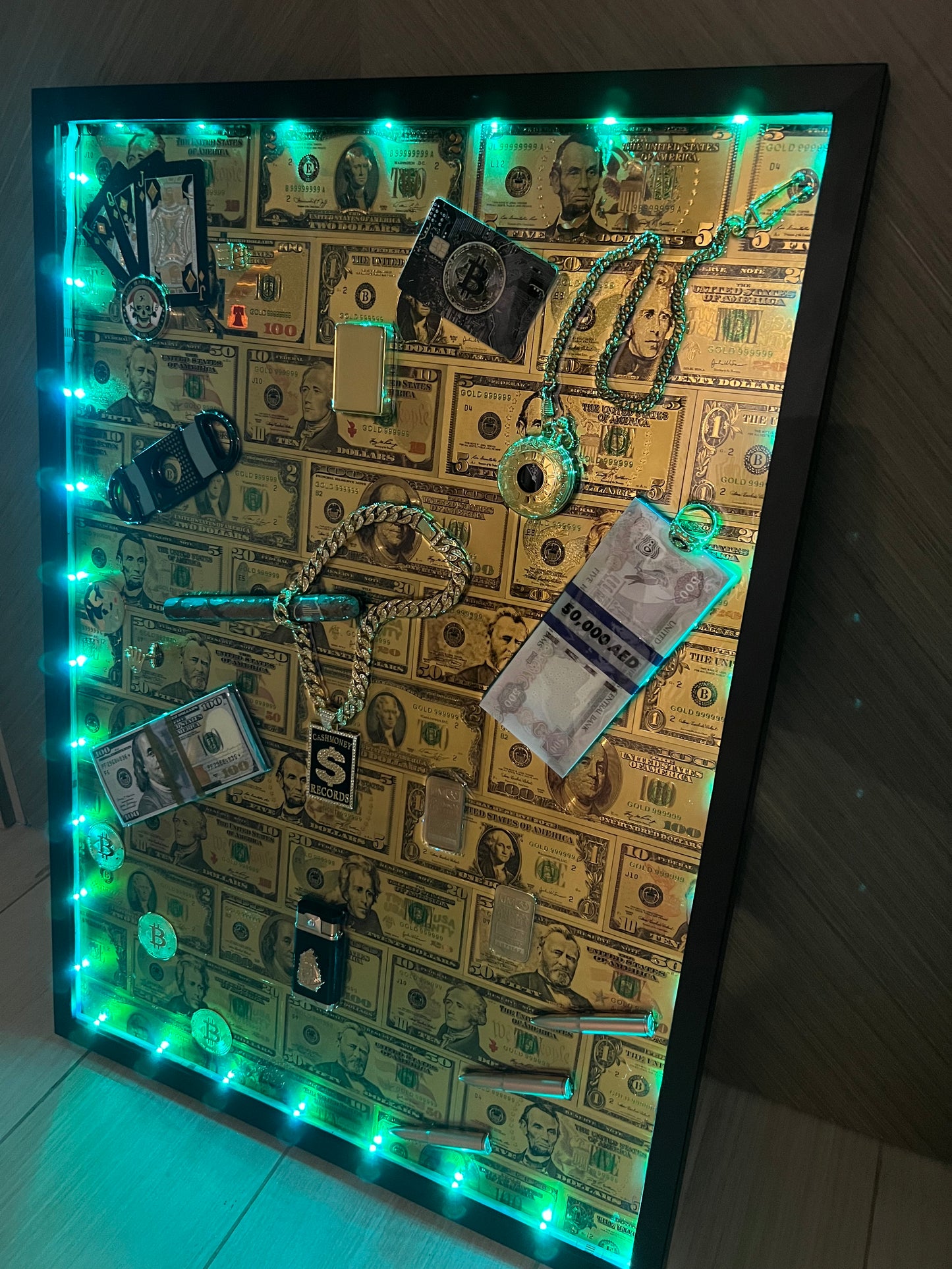 Dollar art black Big Frame with LED