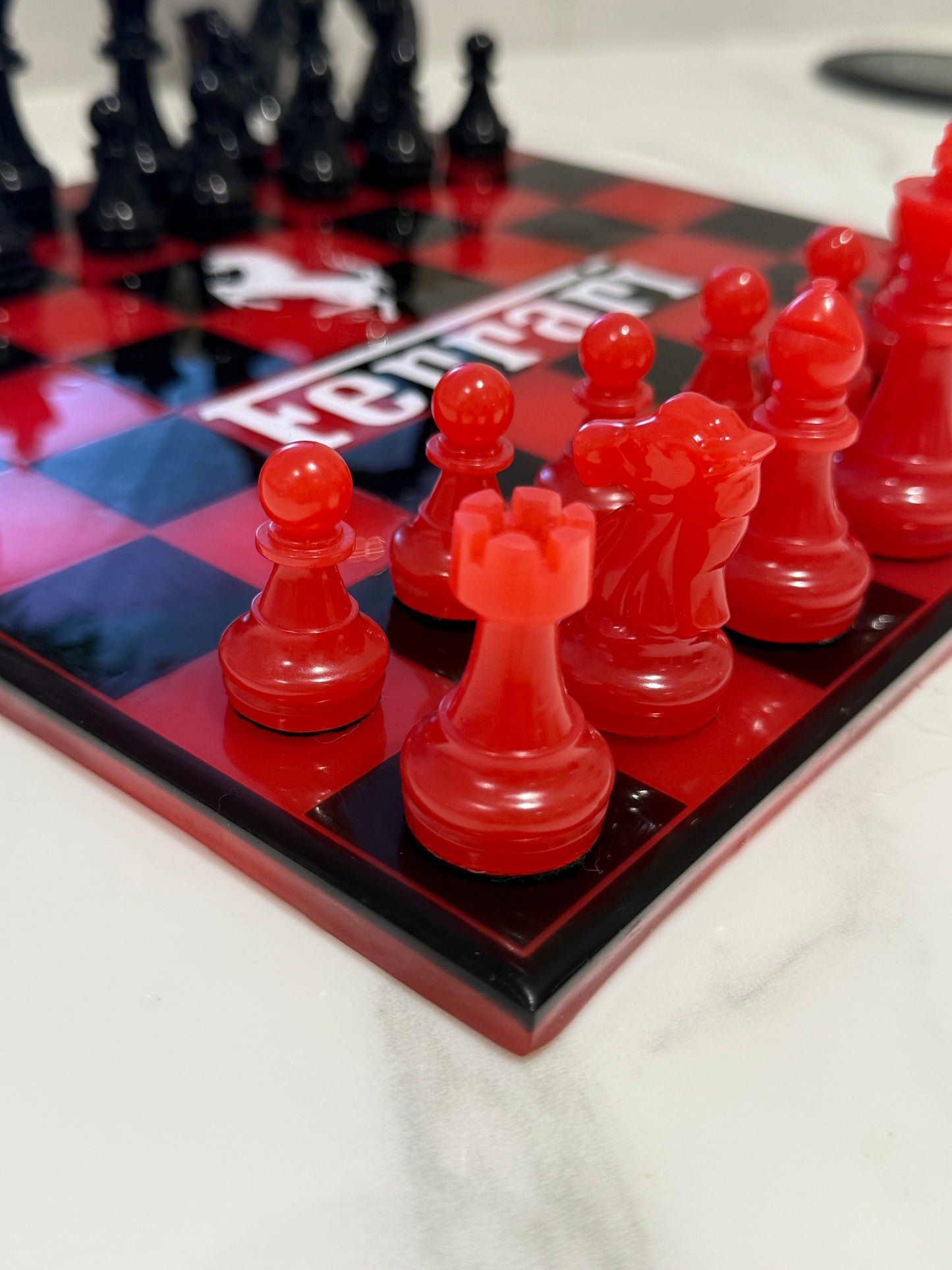 Chess Board Set Ferrari Game red and black