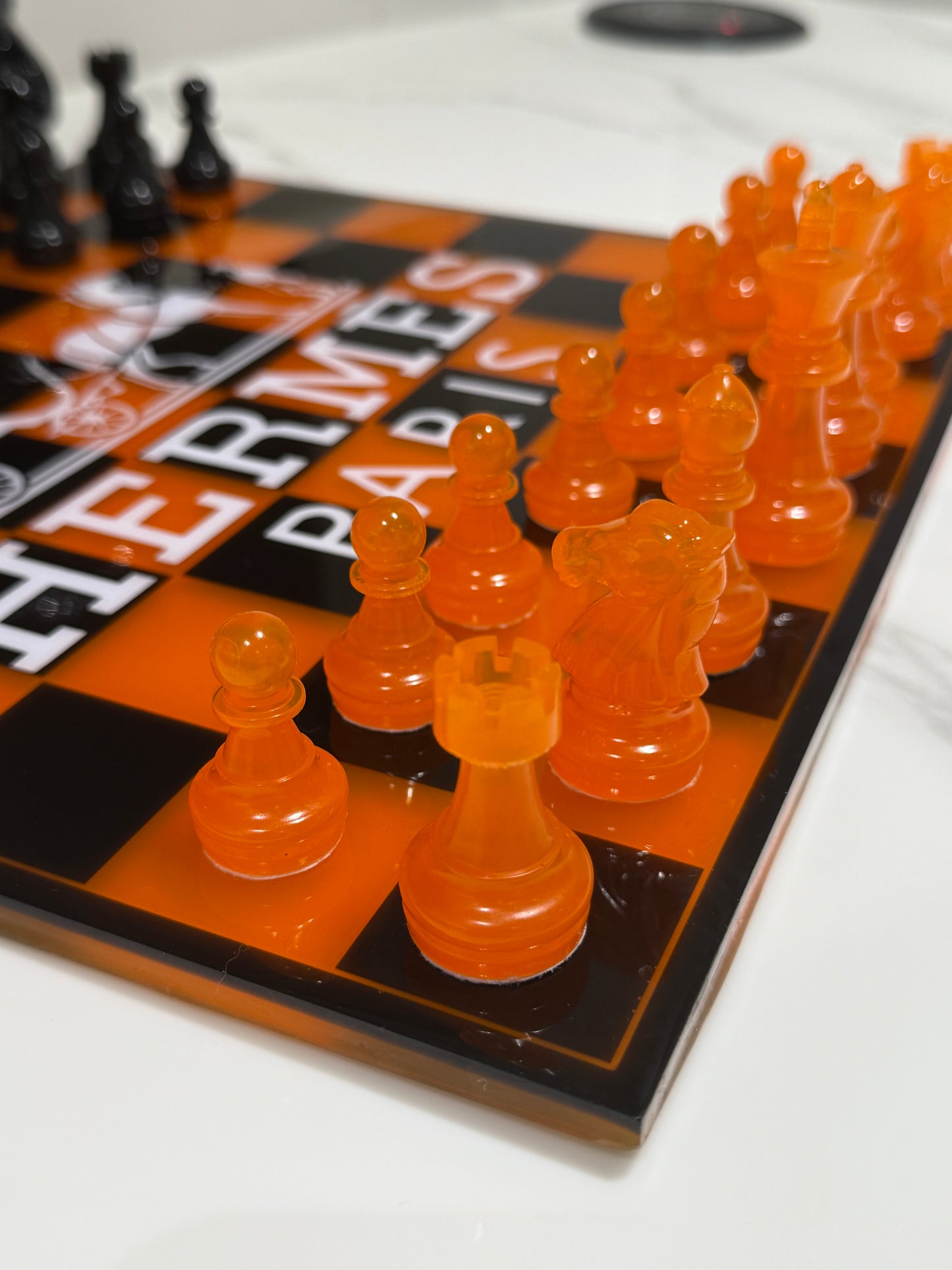 Chess Board Set Hermes Game Orange and black