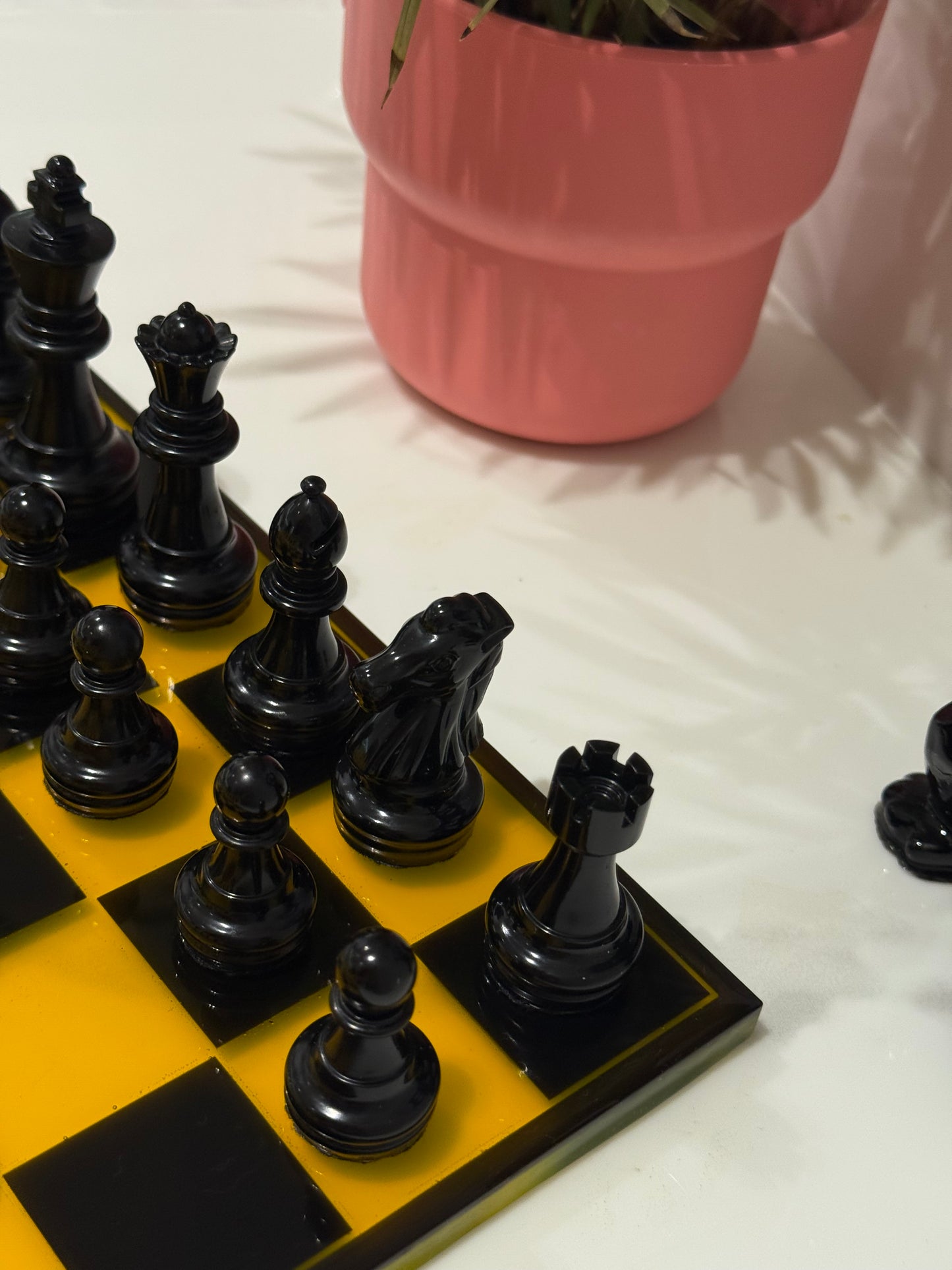 Chess Board Set Lamborghini Game yellow and black