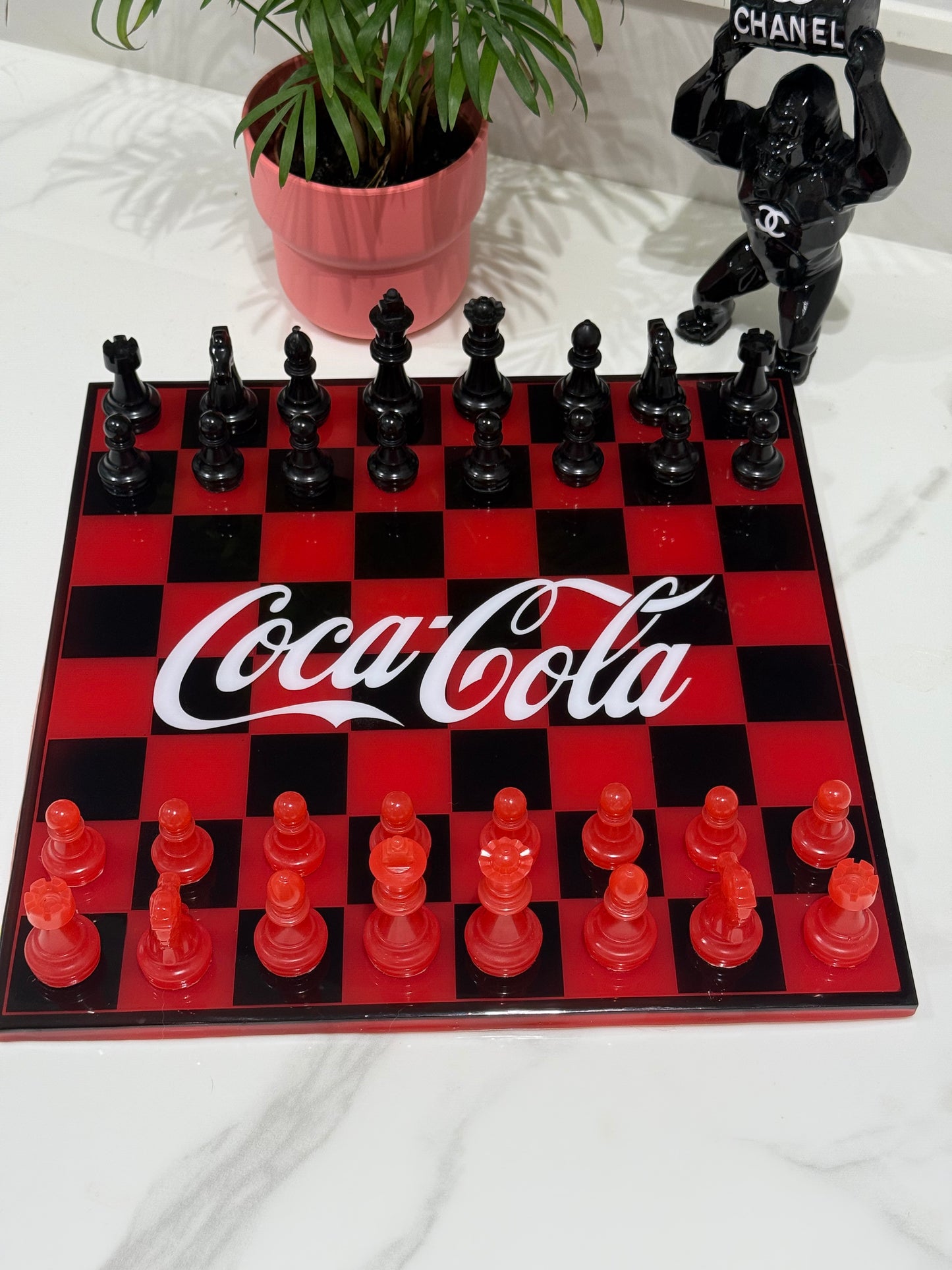 Chess Board Set Coca Cola Game red and black