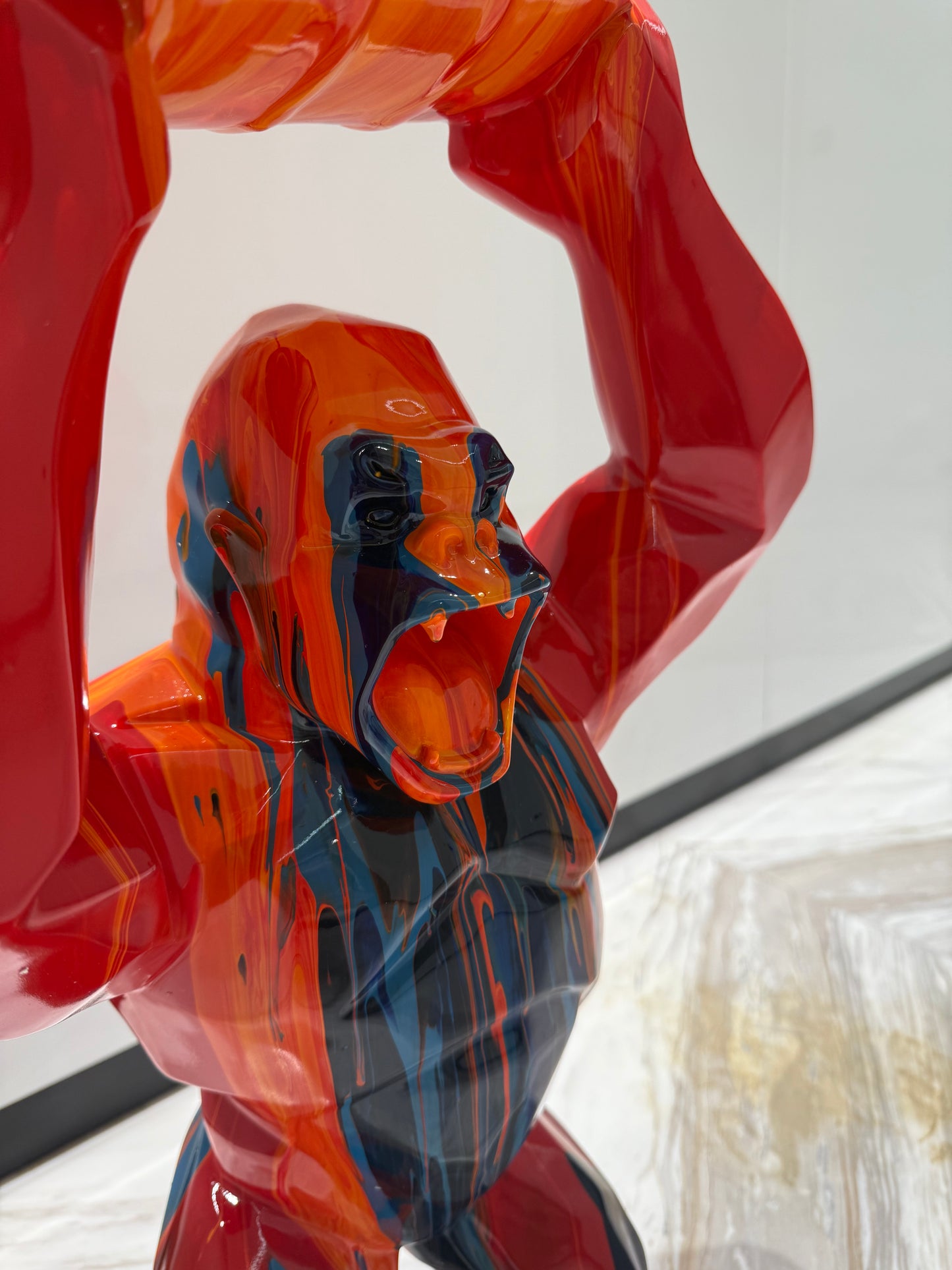 Red Gorilla Sculpture colorful