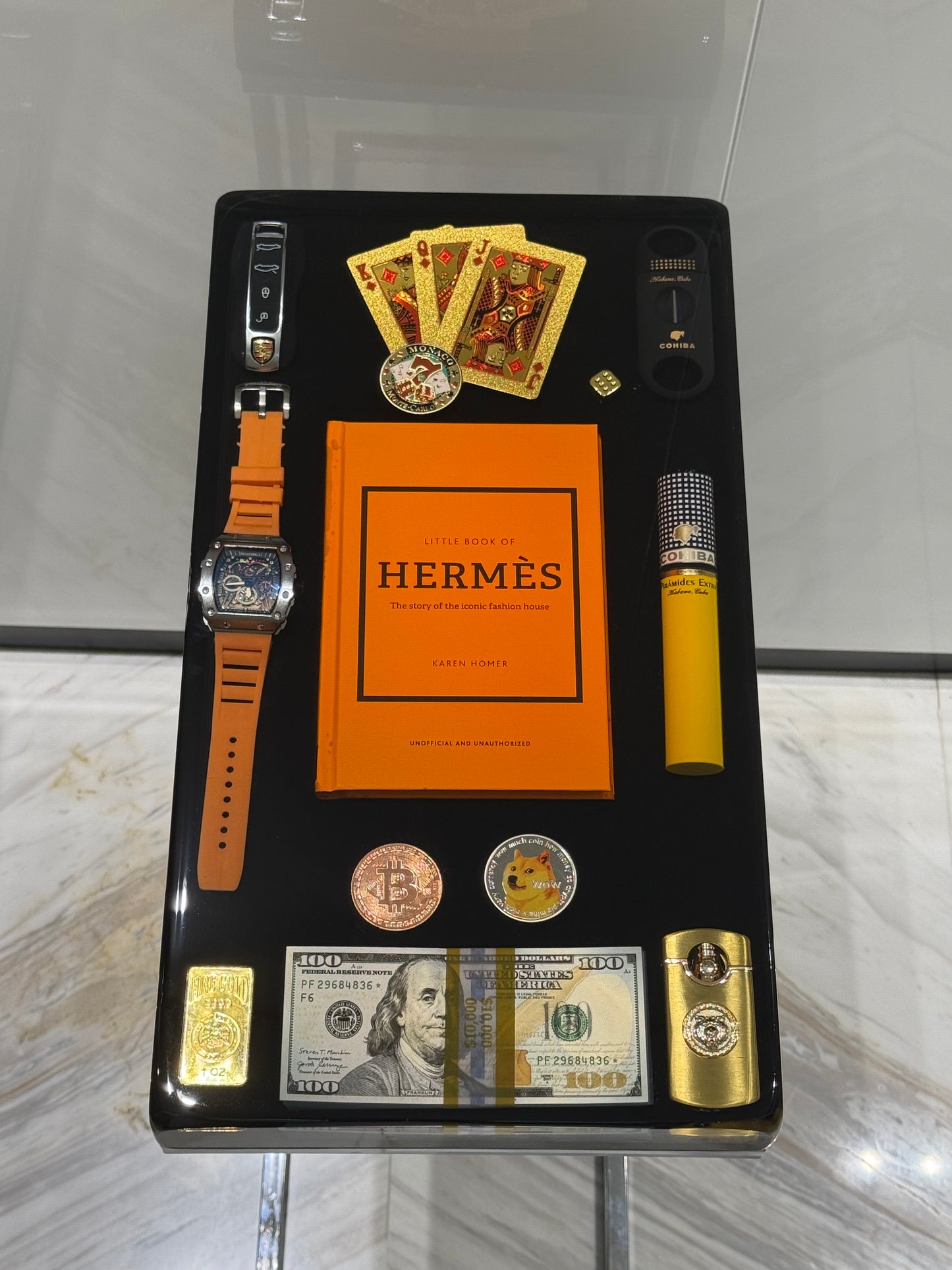 Hermes Book and Richard Mille watch Square Side Table