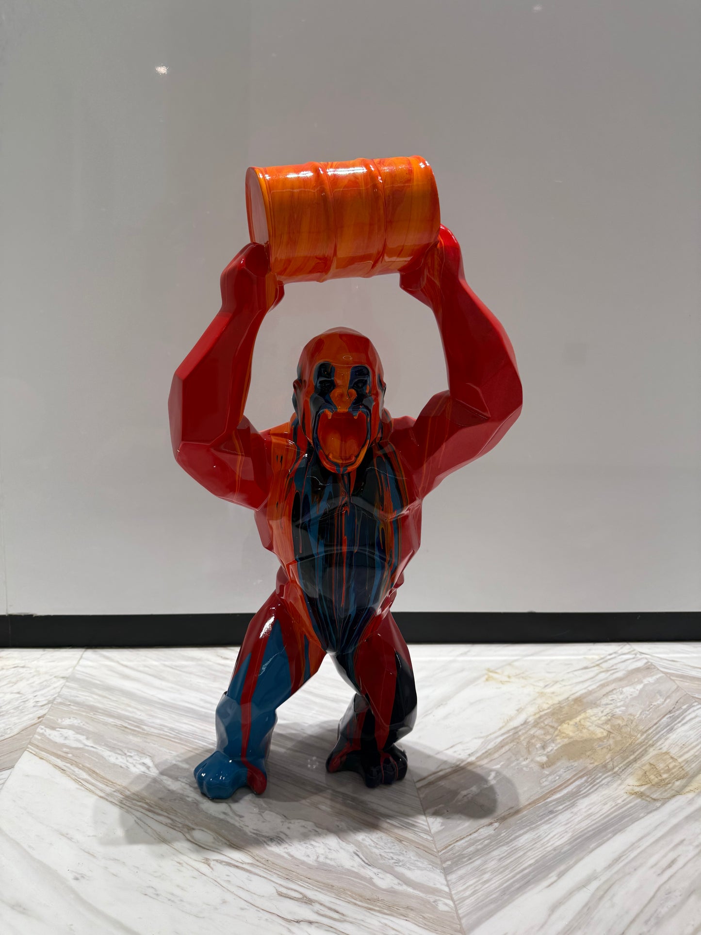 Red Gorilla Sculpture colorful