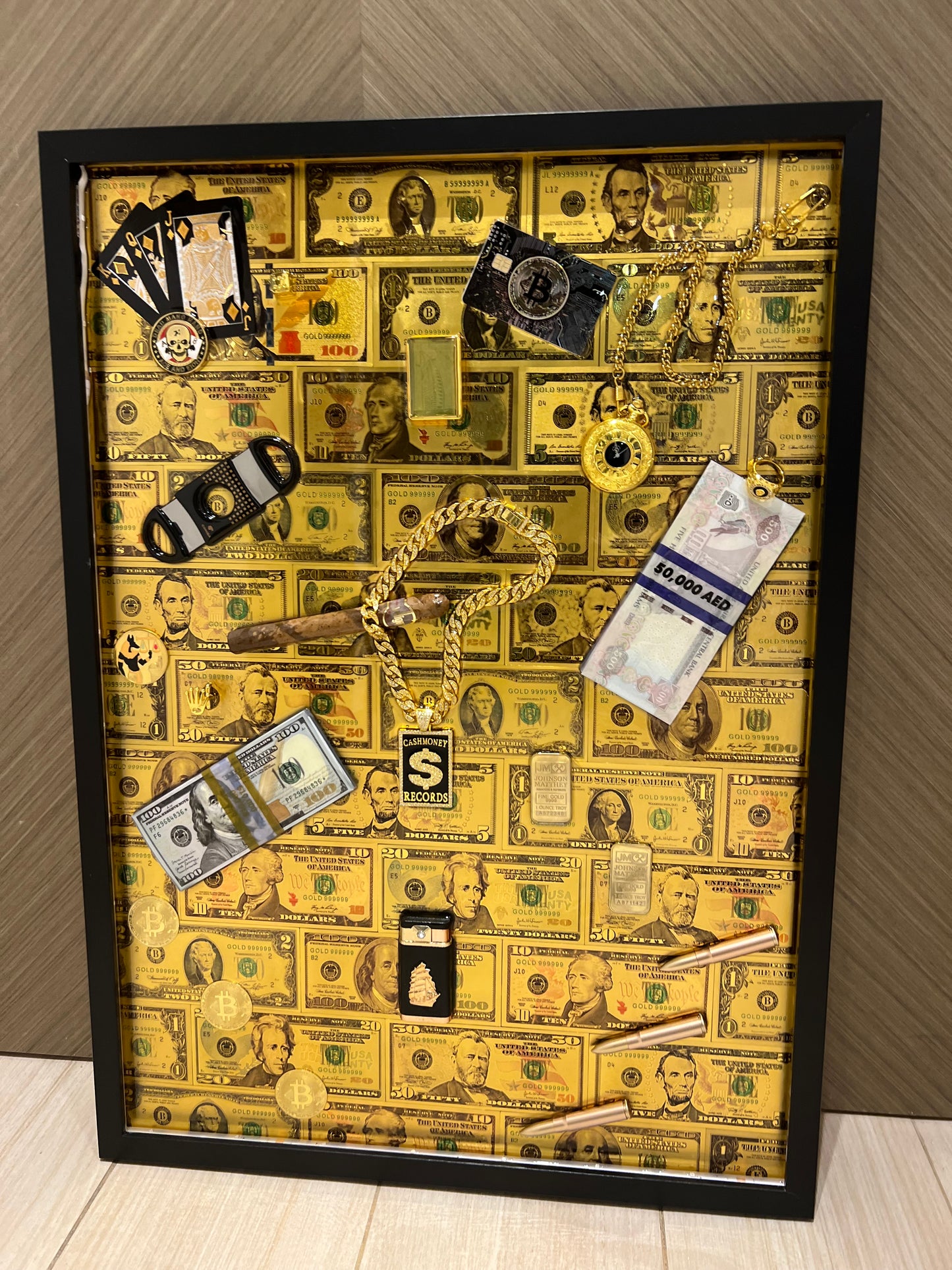 Dollar art black Big Frame with LED