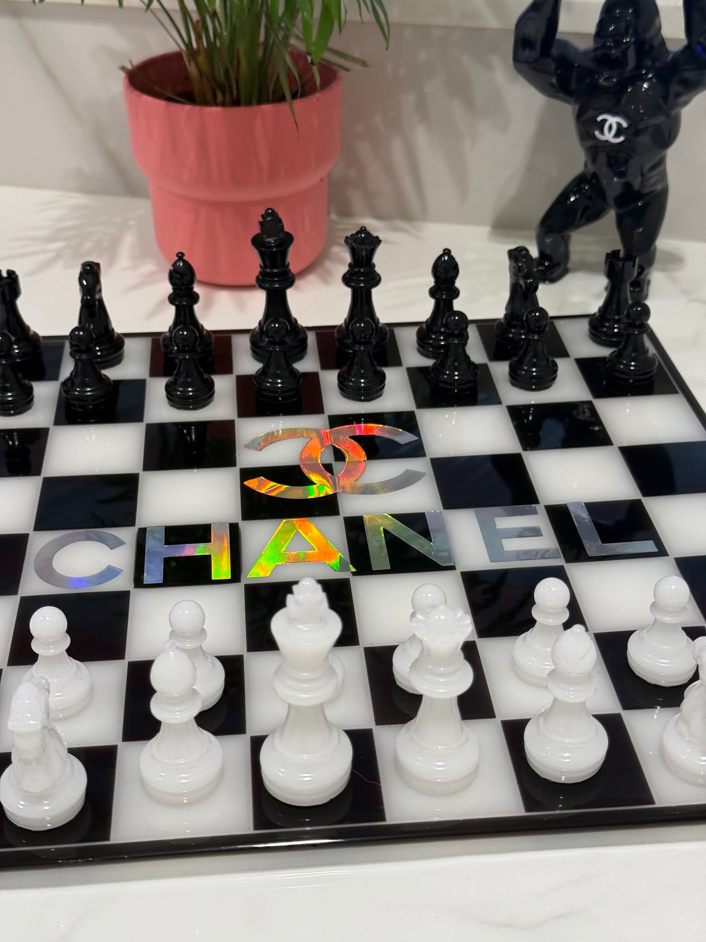 Chess Board Set Chanel Game white and black