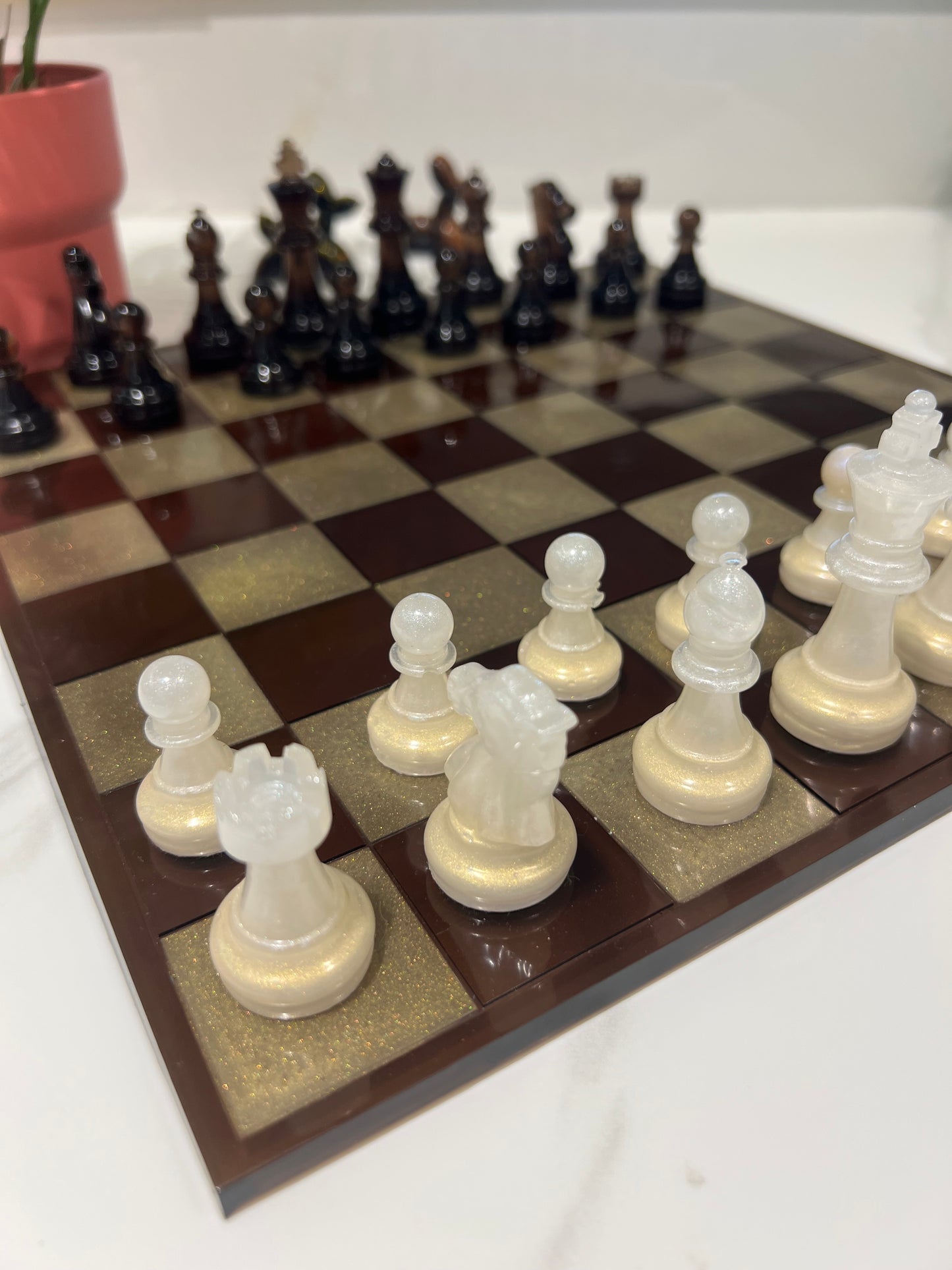 Chess Board Set Game Coffee brown and vanilla