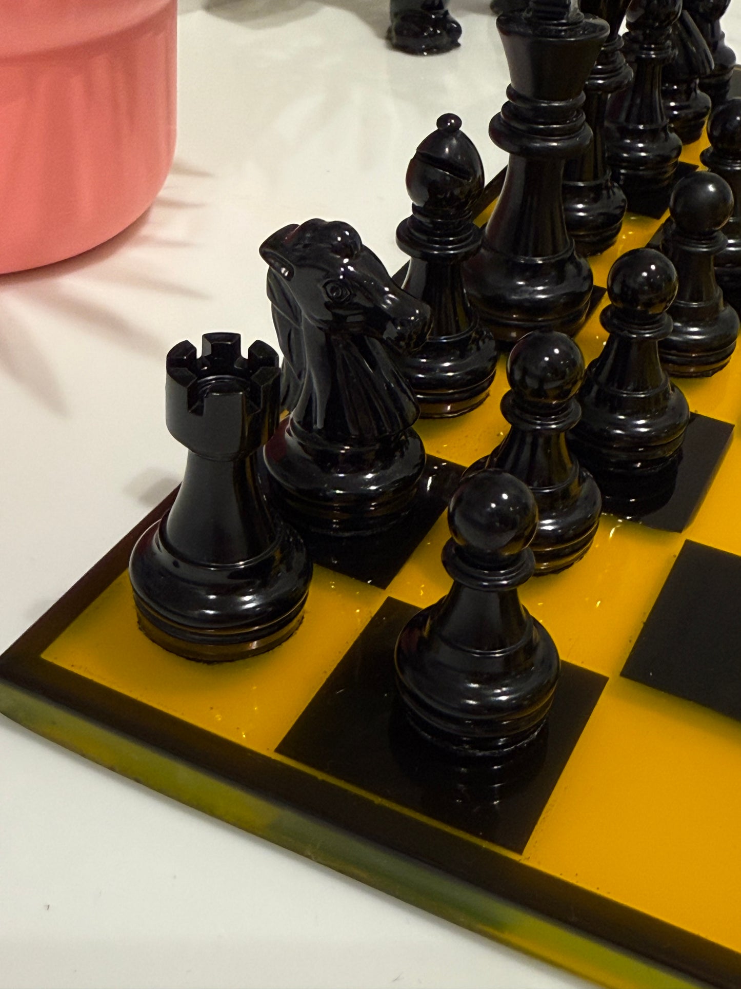 Chess Board Set Lamborghini Game yellow and black