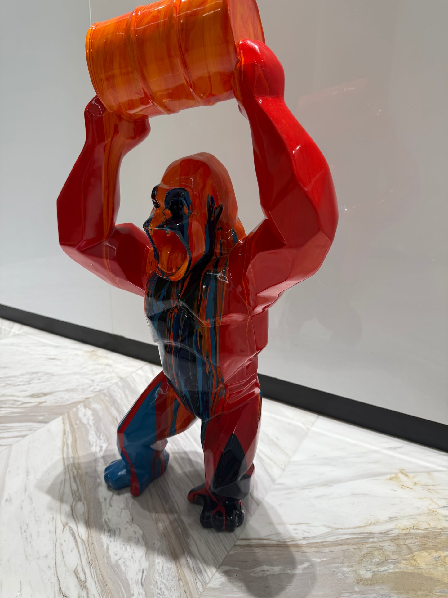 Red Gorilla Sculpture colorful