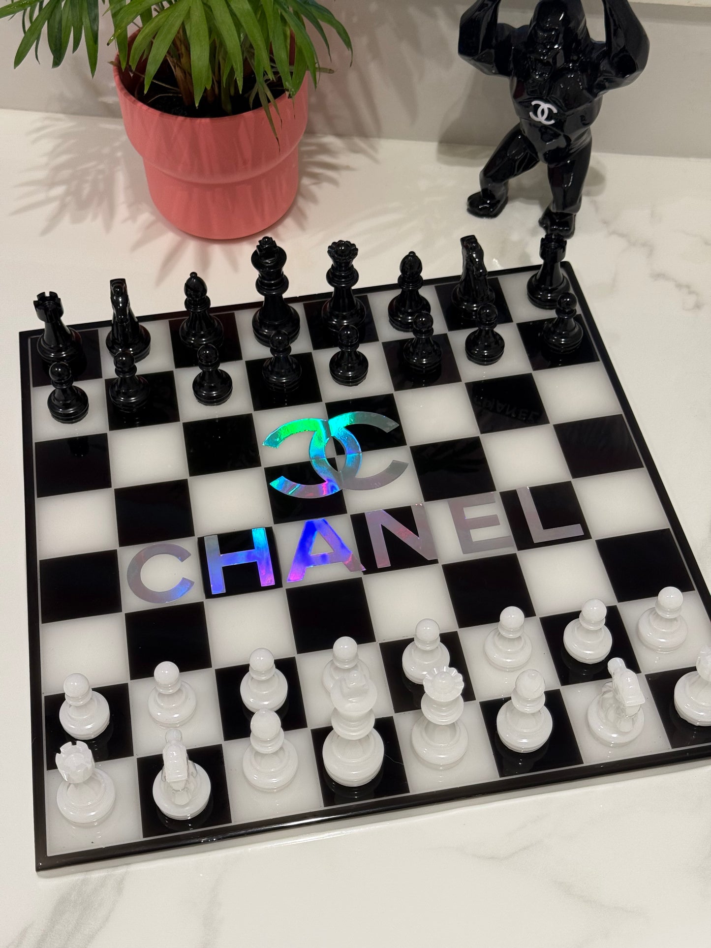 Chess Board Set Chanel Game white and black