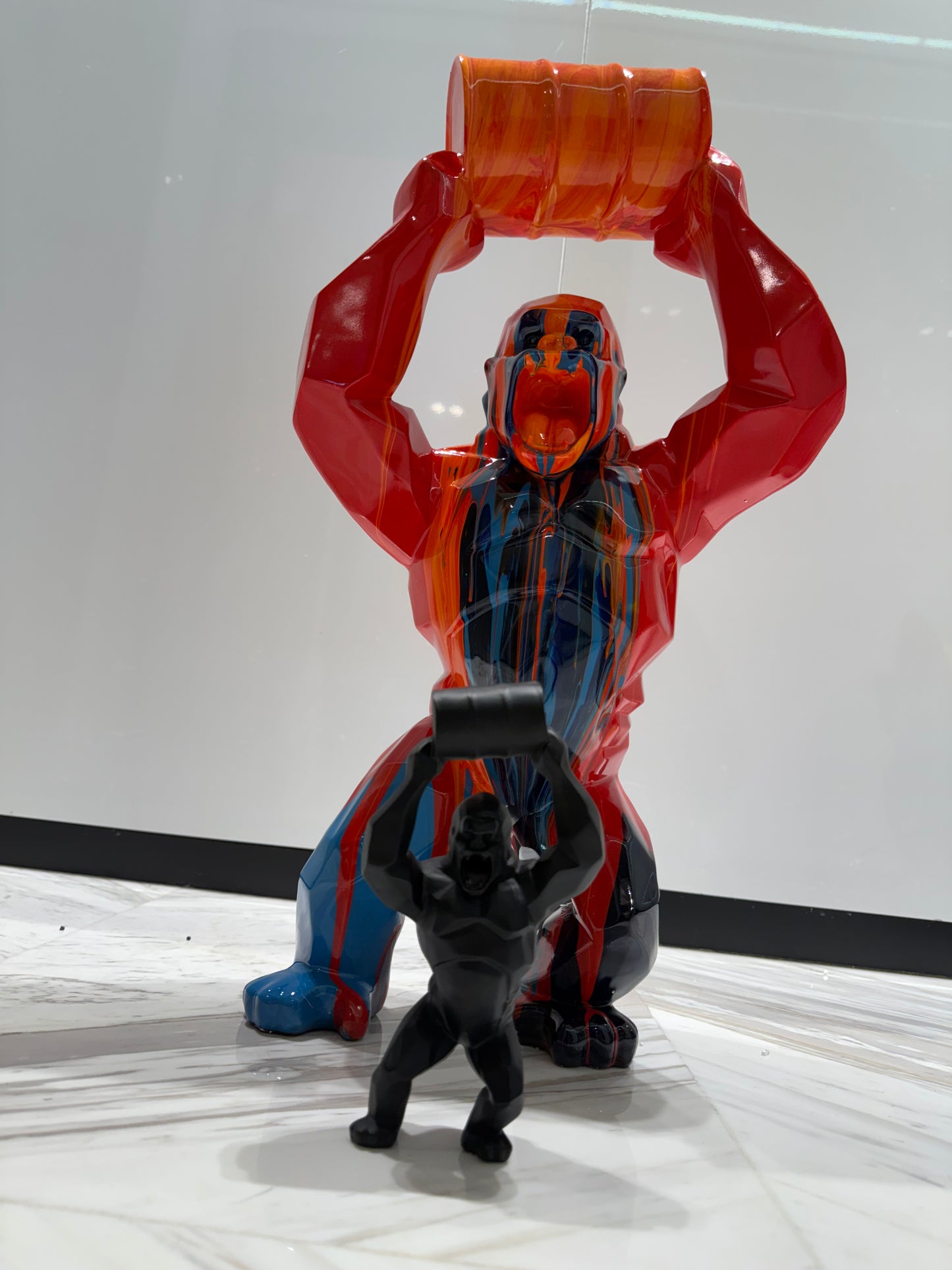Red Gorilla Sculpture colorful