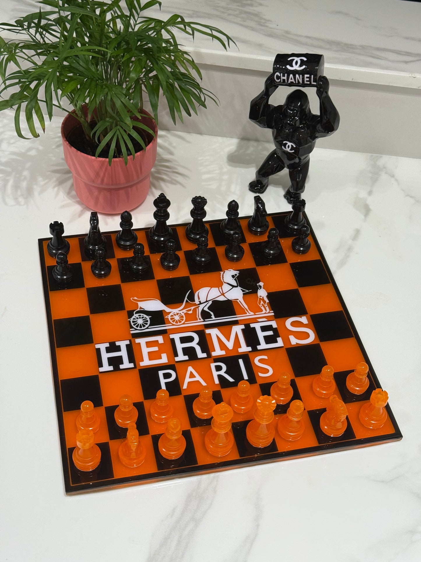 Chess Board Set Hermes Game Orange and black