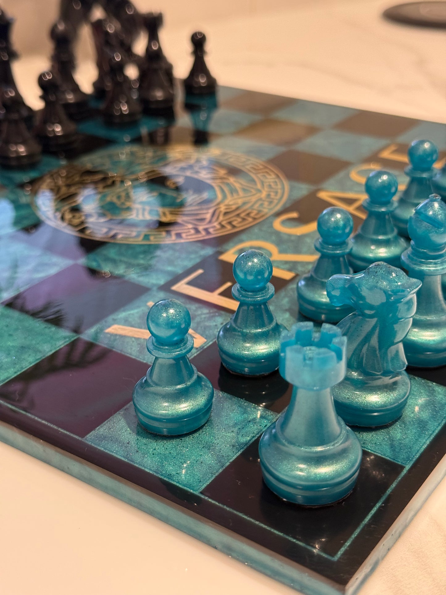 Chess Board Set Versace Game green and black