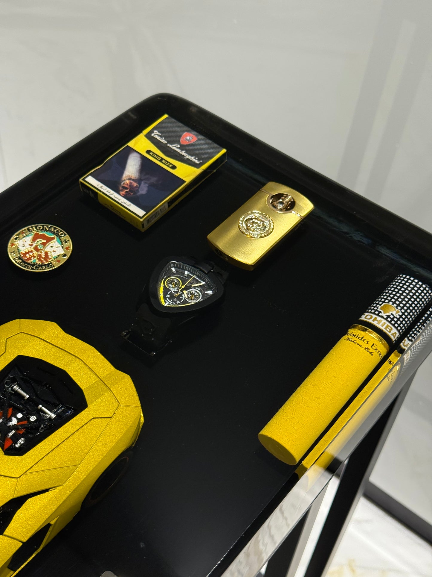 Lamborghini yellow Square Side Table