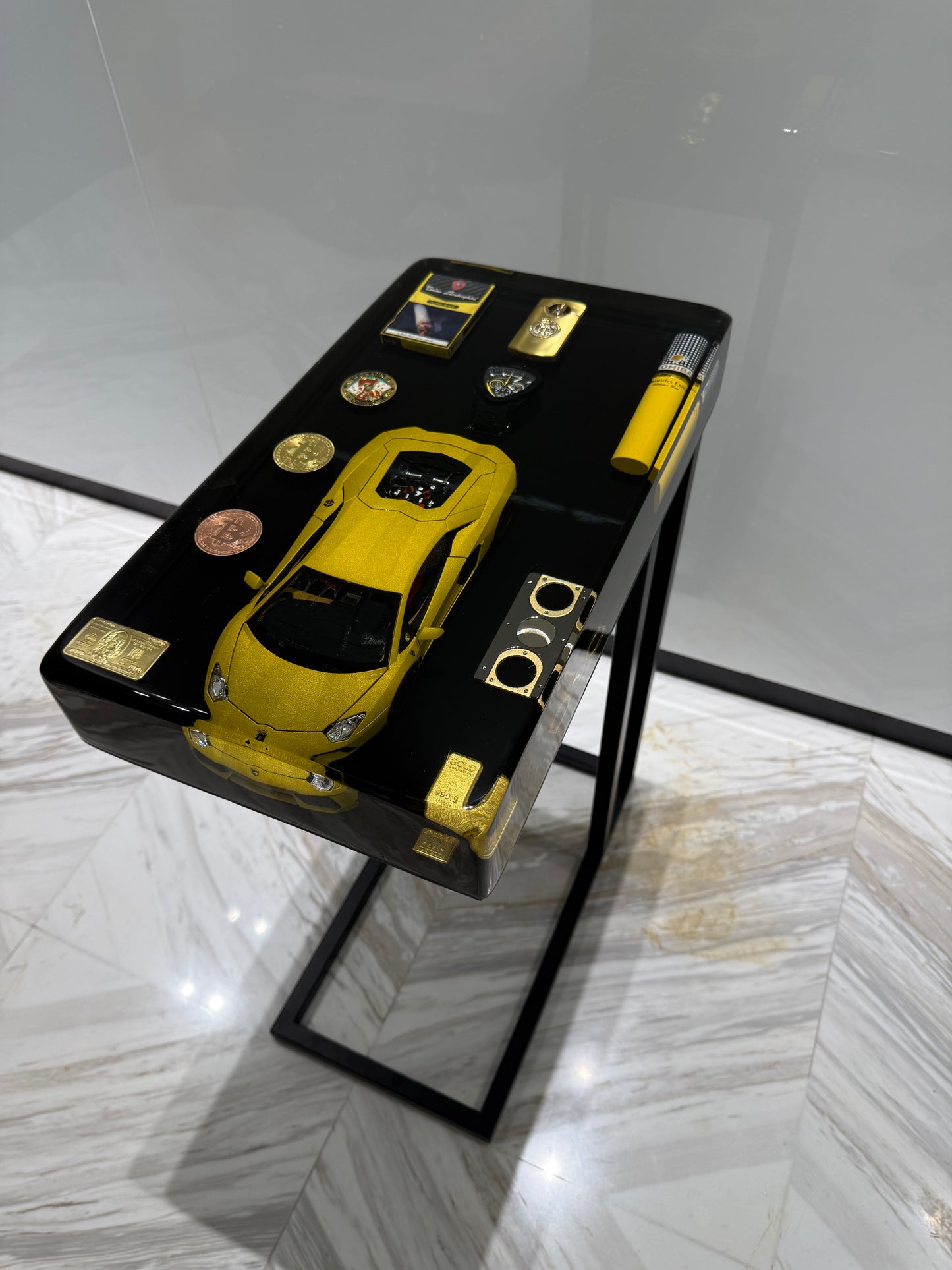 Lamborghini yellow Square Side Table