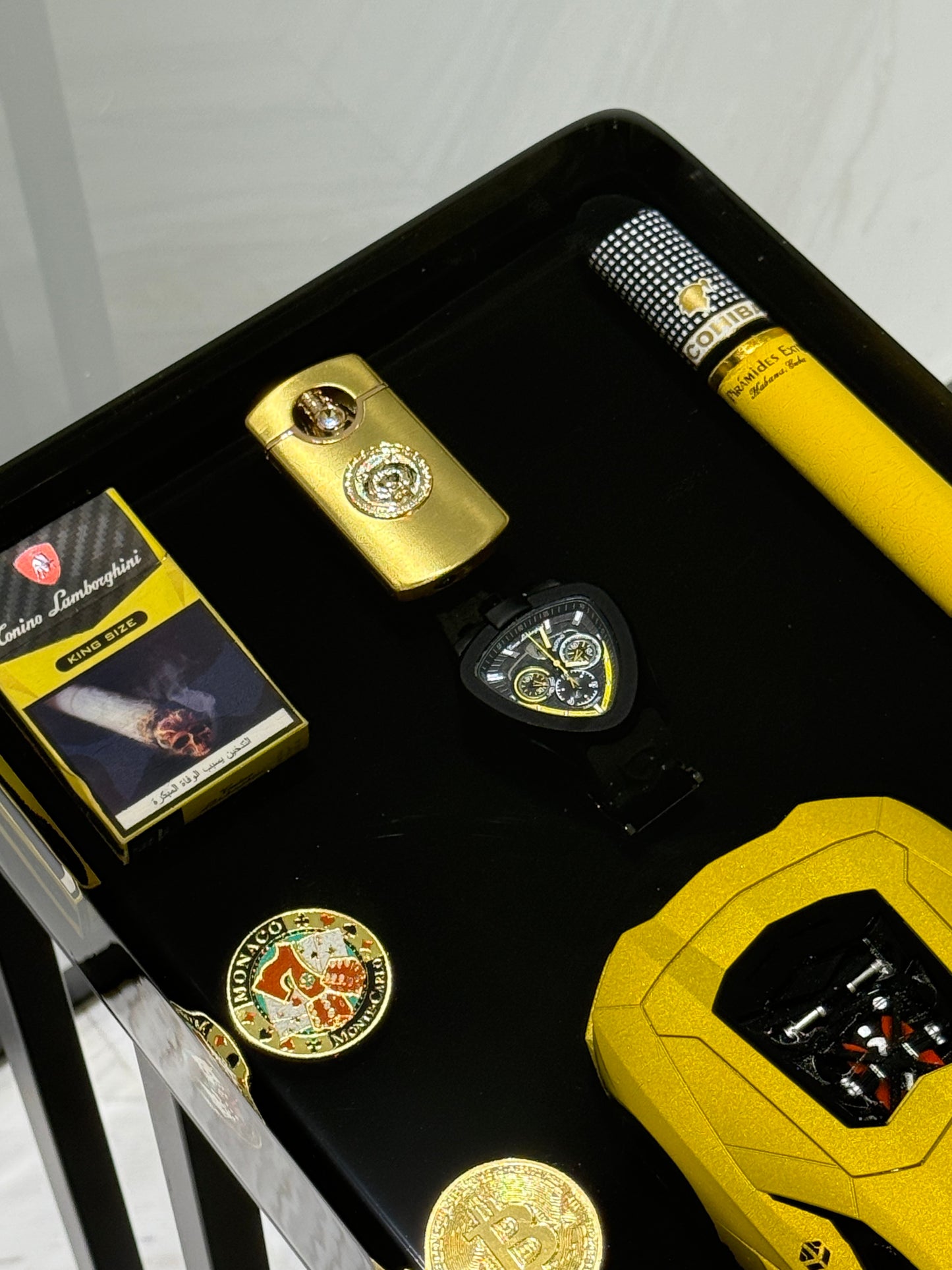 Lamborghini yellow Square Side Table