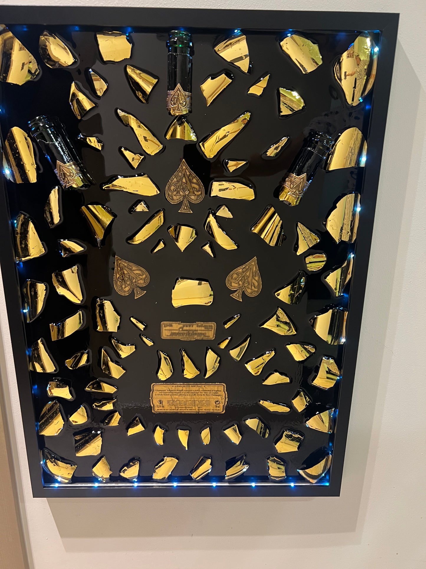 ACE Champagne Gold Broken Bottle art Big frame with LED light