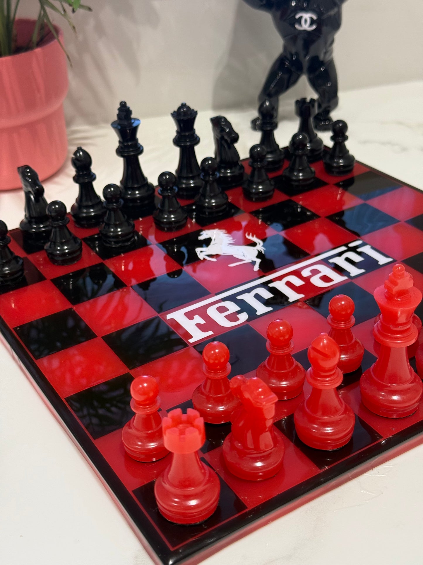 Chess Board Set Ferrari Game red and black