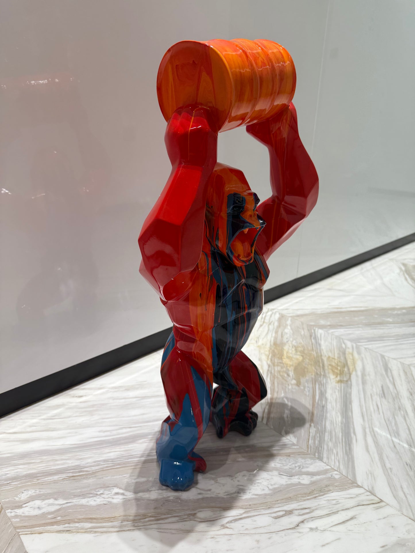 Red Gorilla Sculpture colorful