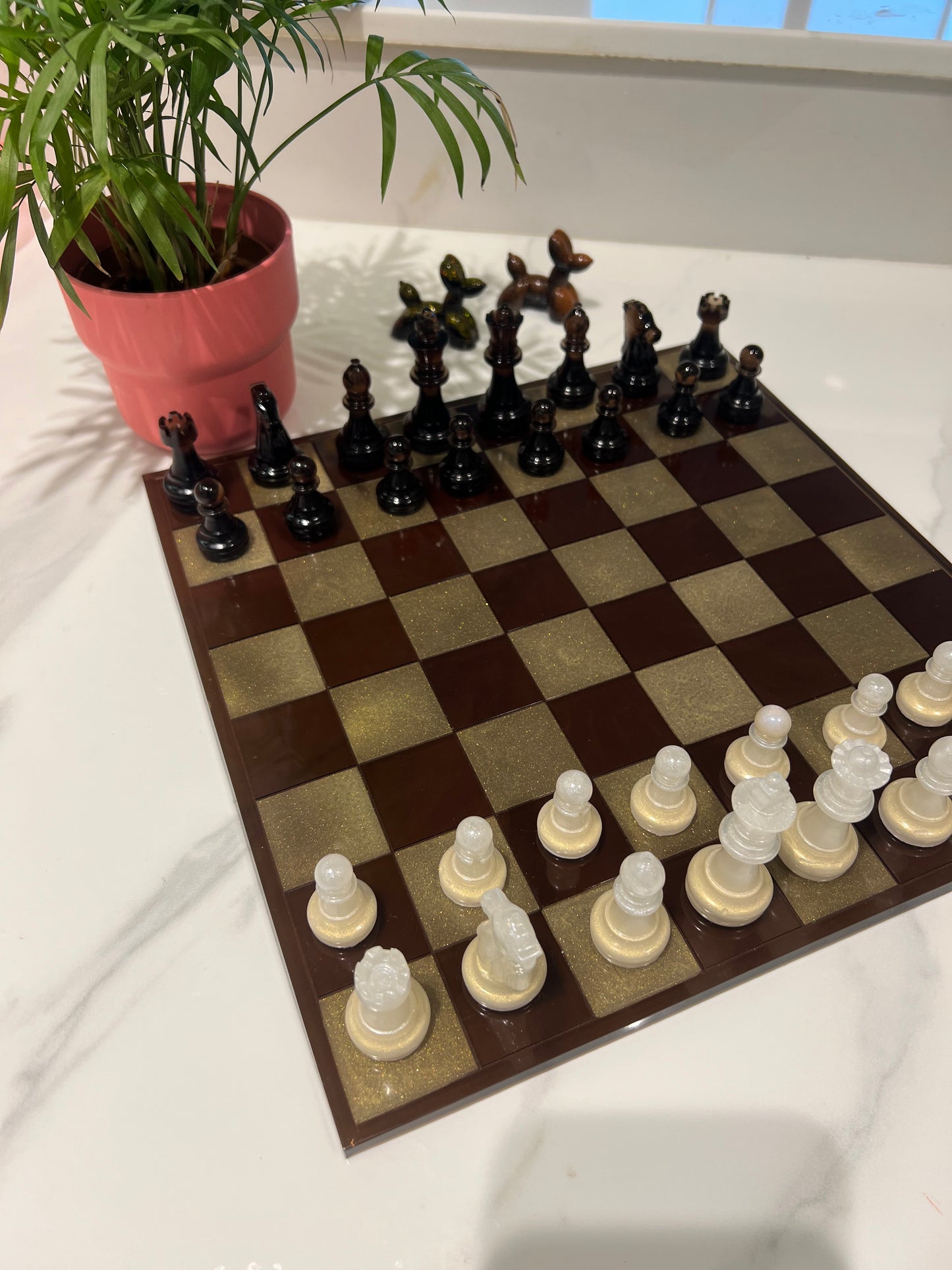 Chess Board Set Game Coffee brown and vanilla