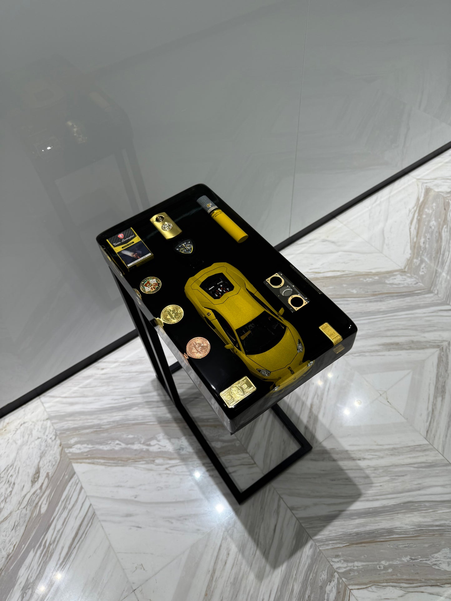 Lamborghini yellow Square Side Table