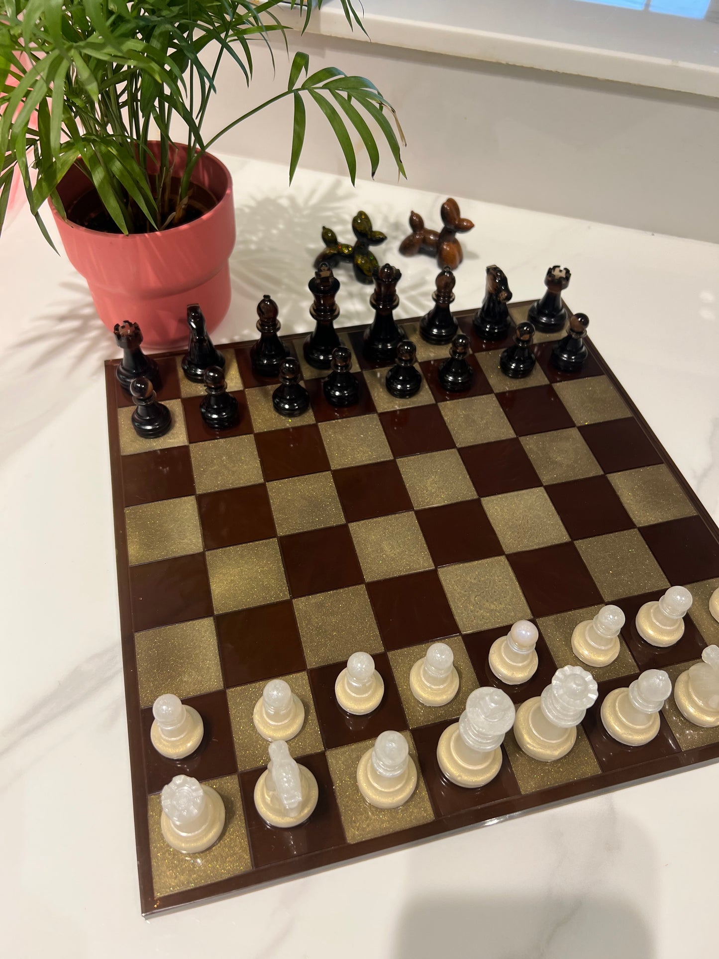 Chess Board Set Game Coffee brown and vanilla