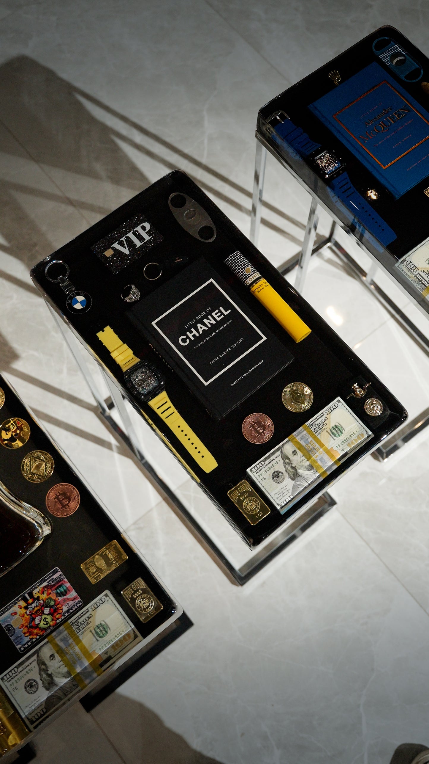 Chanel Book and Richard Mille watch Square Side Table
