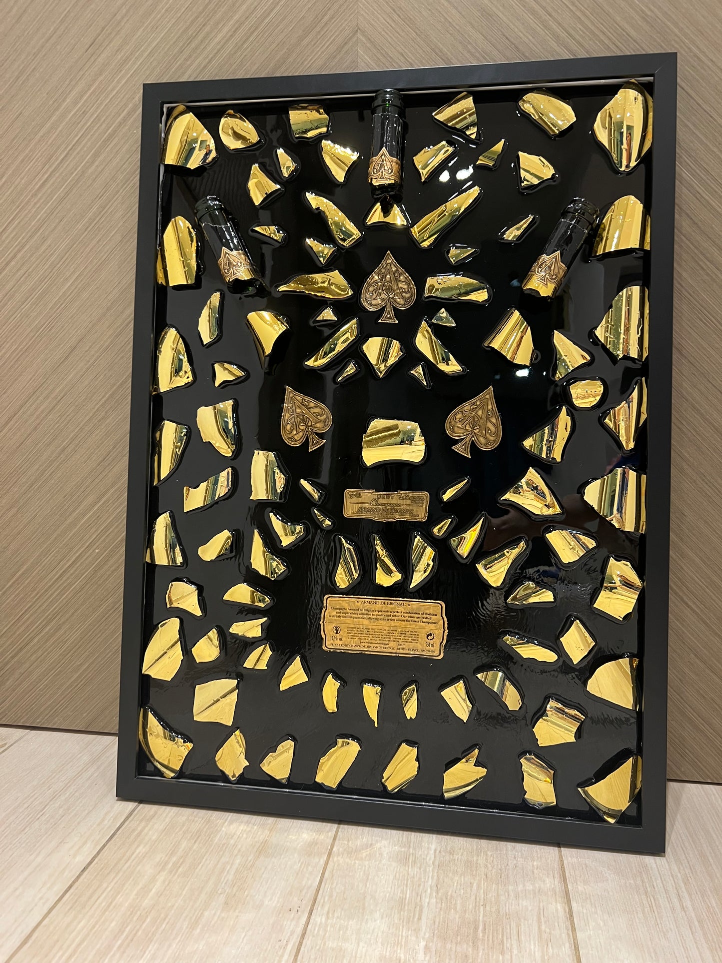 ACE Champagne Gold Broken Bottle art Big frame with LED light