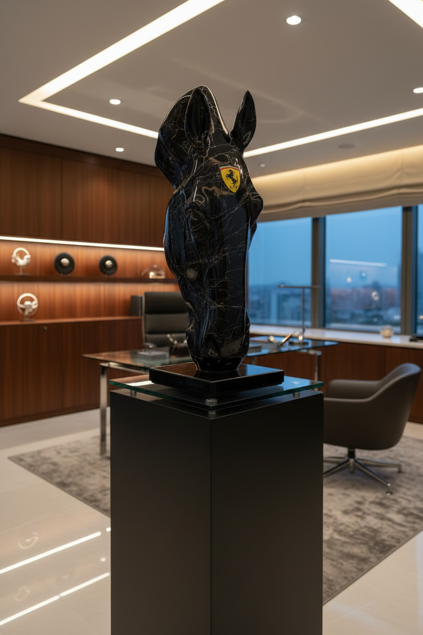 Black Ferrari horse Sculpture - Signature Edition