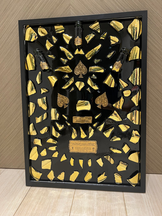 ACE Champagne Gold Broken Bottle art Big frame with LED light