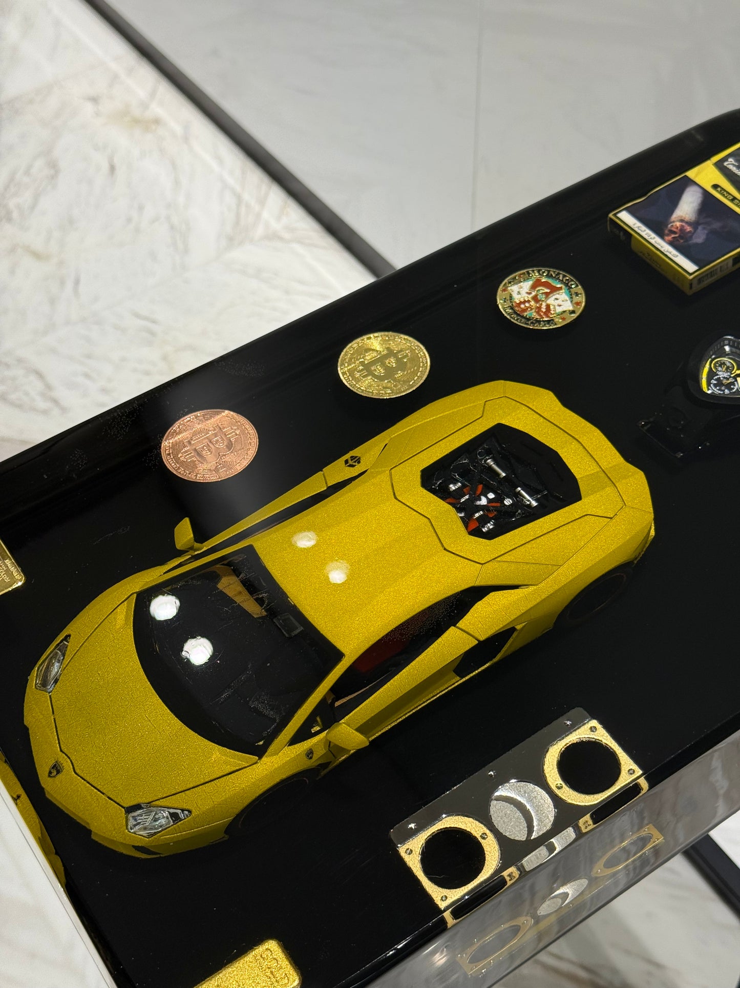 Lamborghini yellow Square Side Table