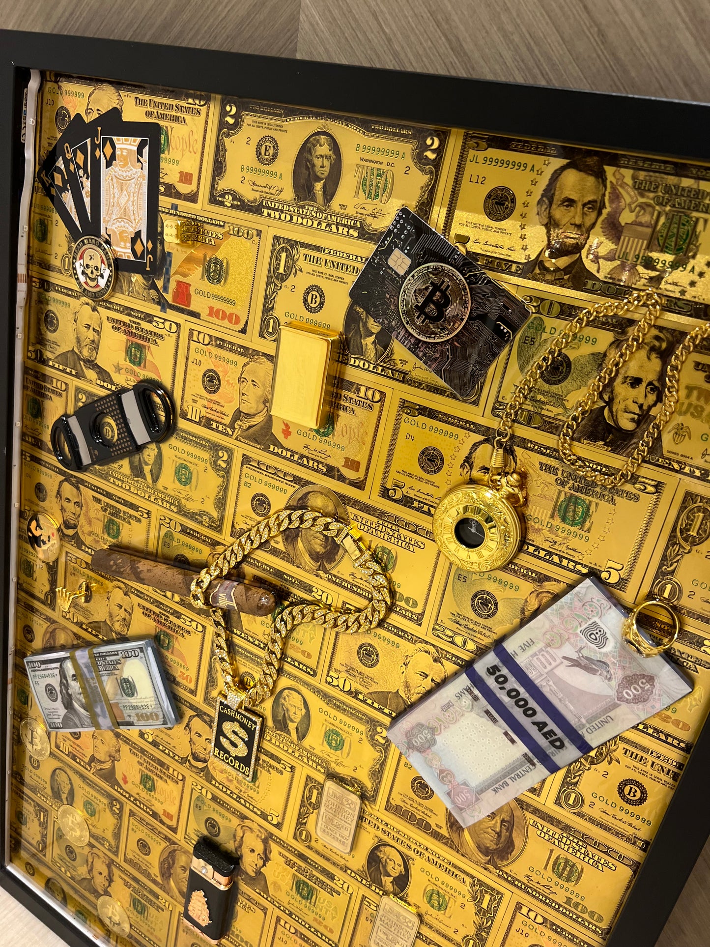Dollar art black Big Frame with LED