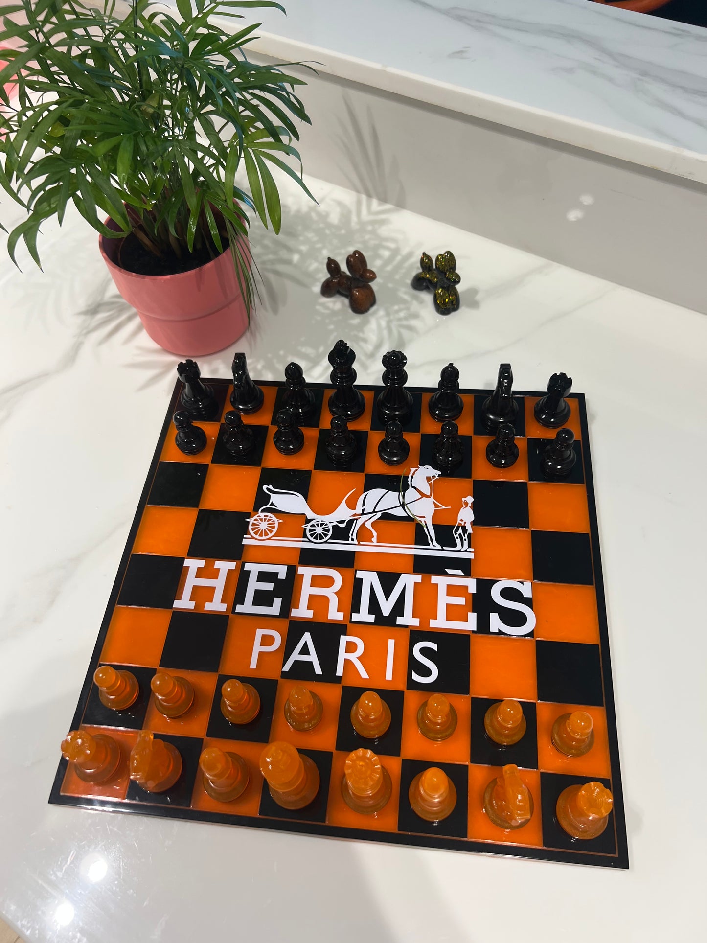 Chess Board Set Hermes Game Orange and black