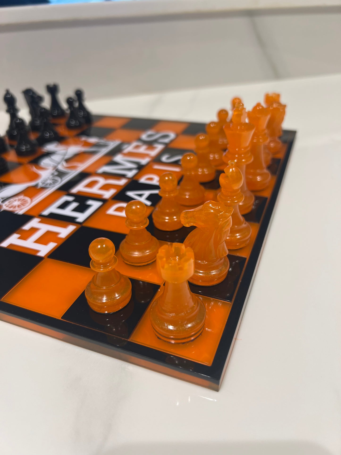 Chess Board Set Hermes Game Orange and black