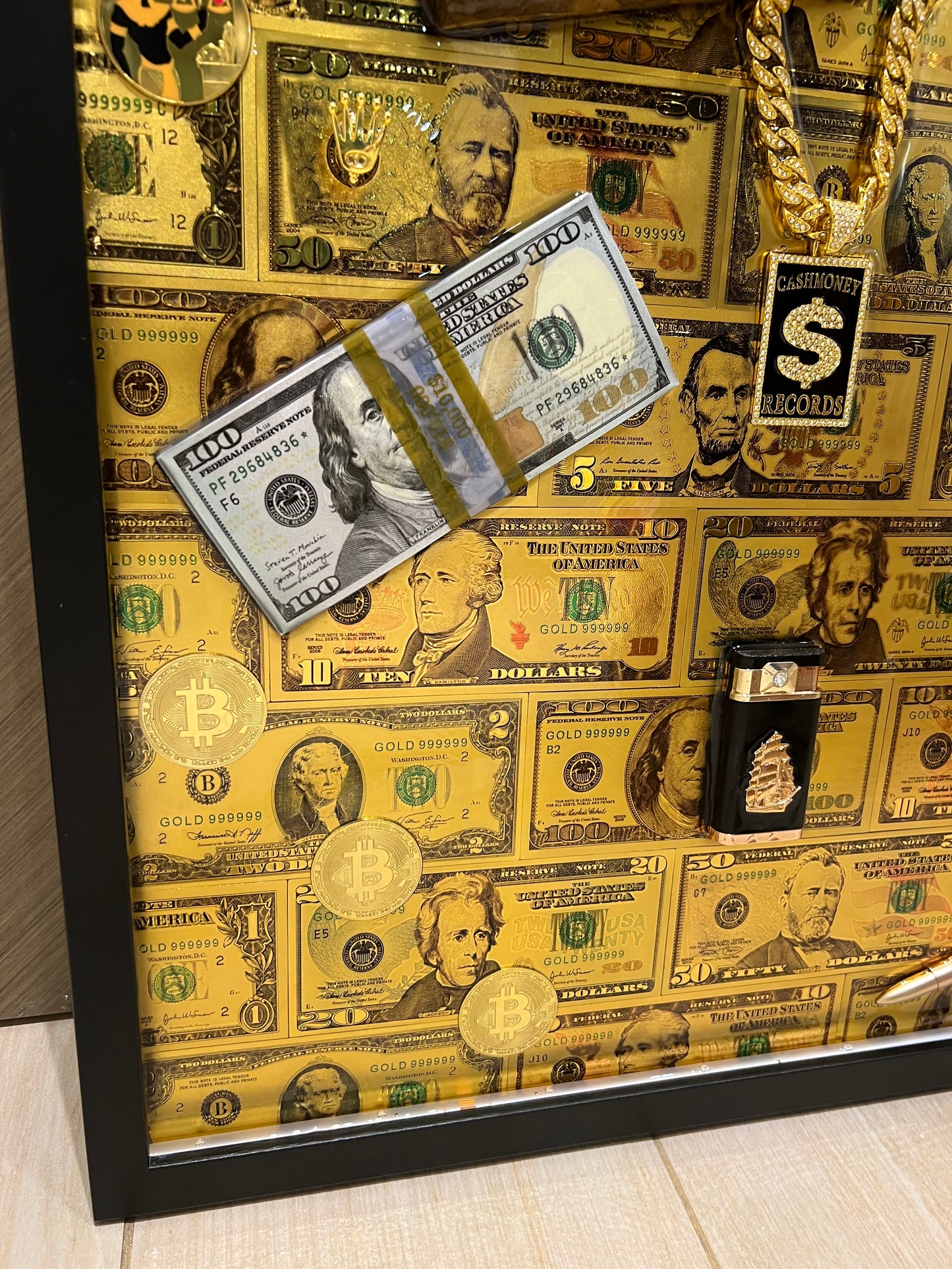 Dollar art black Big Frame with LED