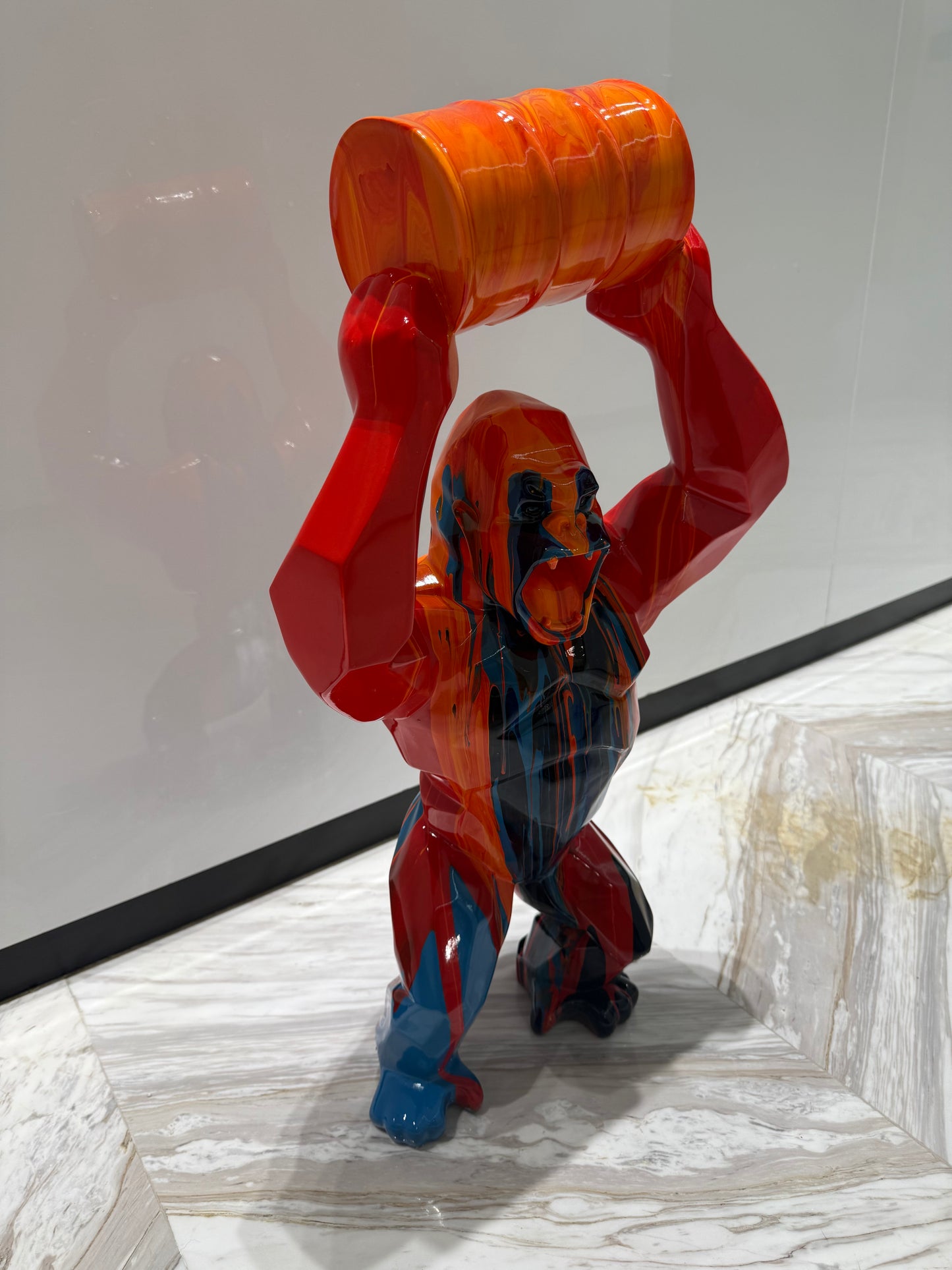 Red Gorilla Sculpture colorful