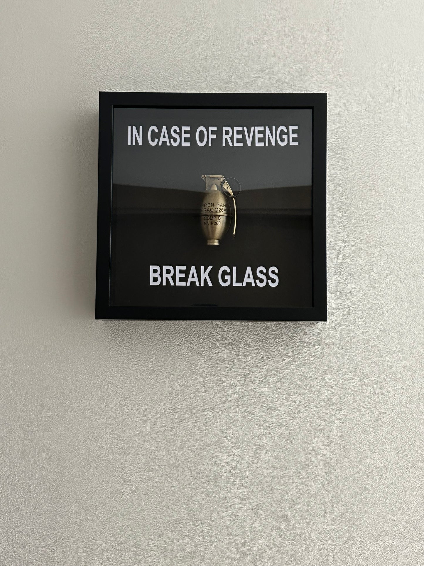 In Case of Revenge Break Glass Grenade Box Frame black