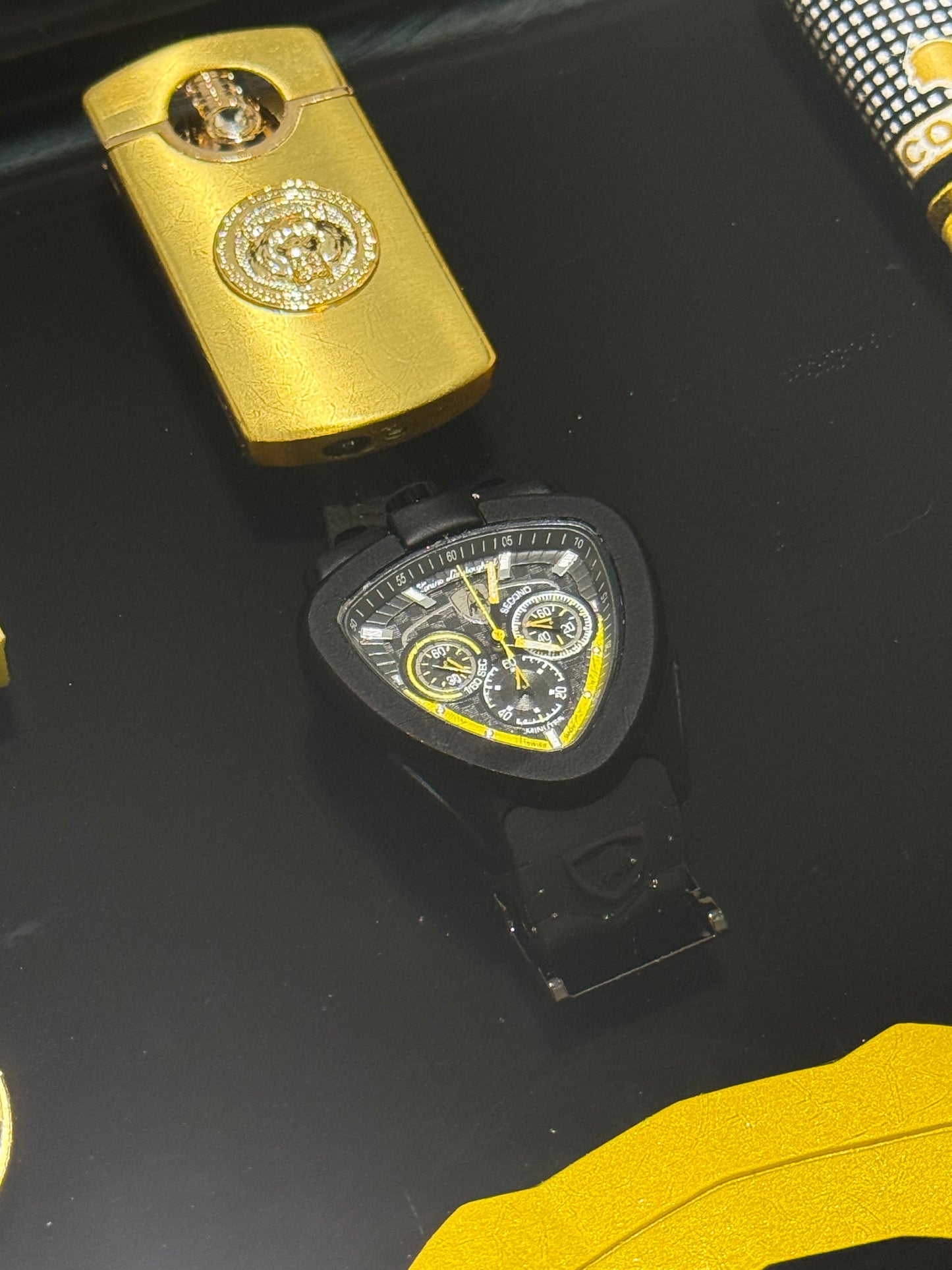 Lamborghini yellow Square Side Table